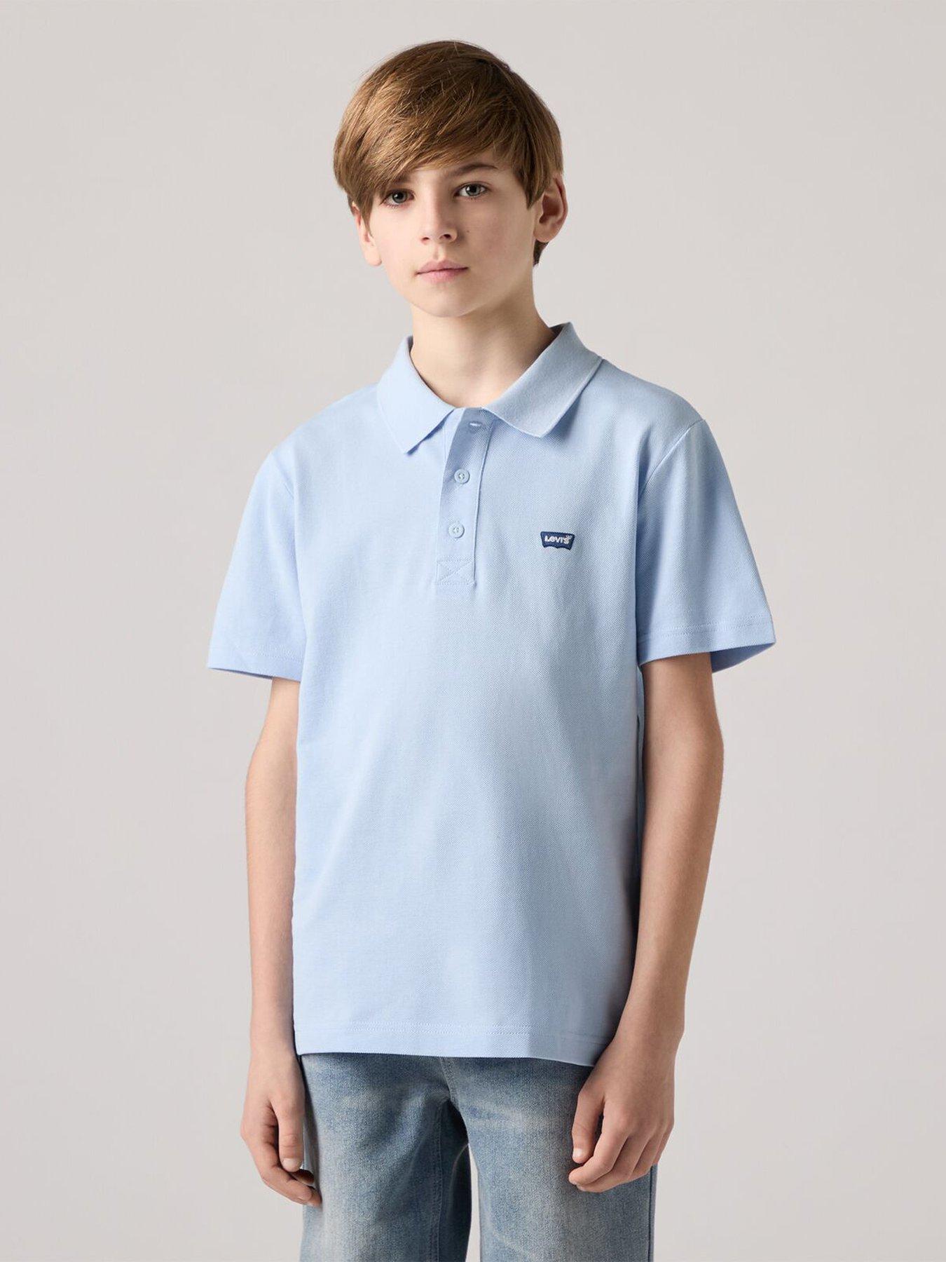 Levi'S Boys Back Neck Tape Short Sleeve Polo Shirt - Blue