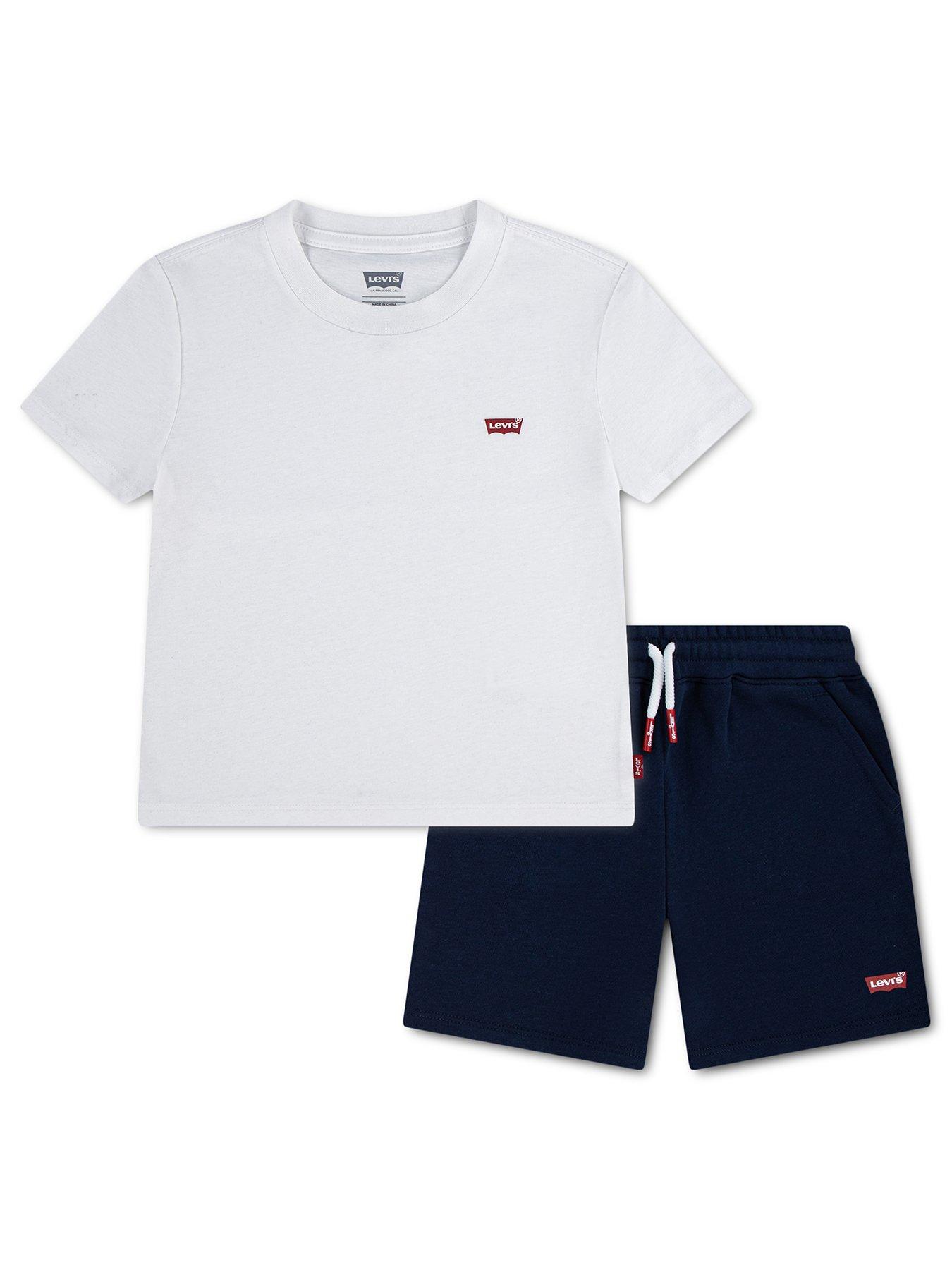 Image 1 of 3 of Levi's Boys Batwing T-Shirt And Short Set - White