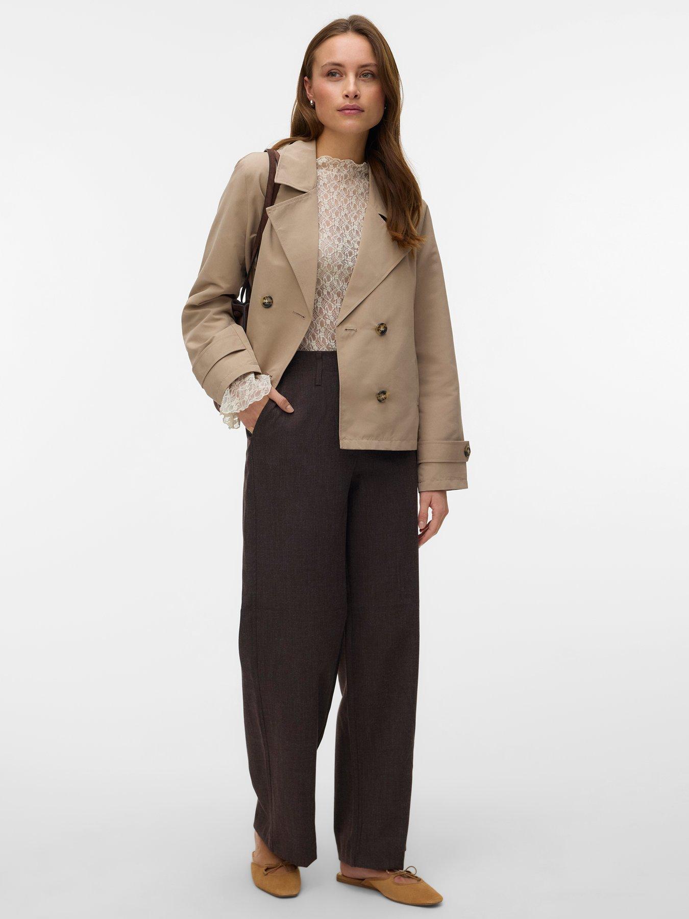 Image 3 of 4 of Vero Moda Vmchloemia Short Trenchcoat - Brown