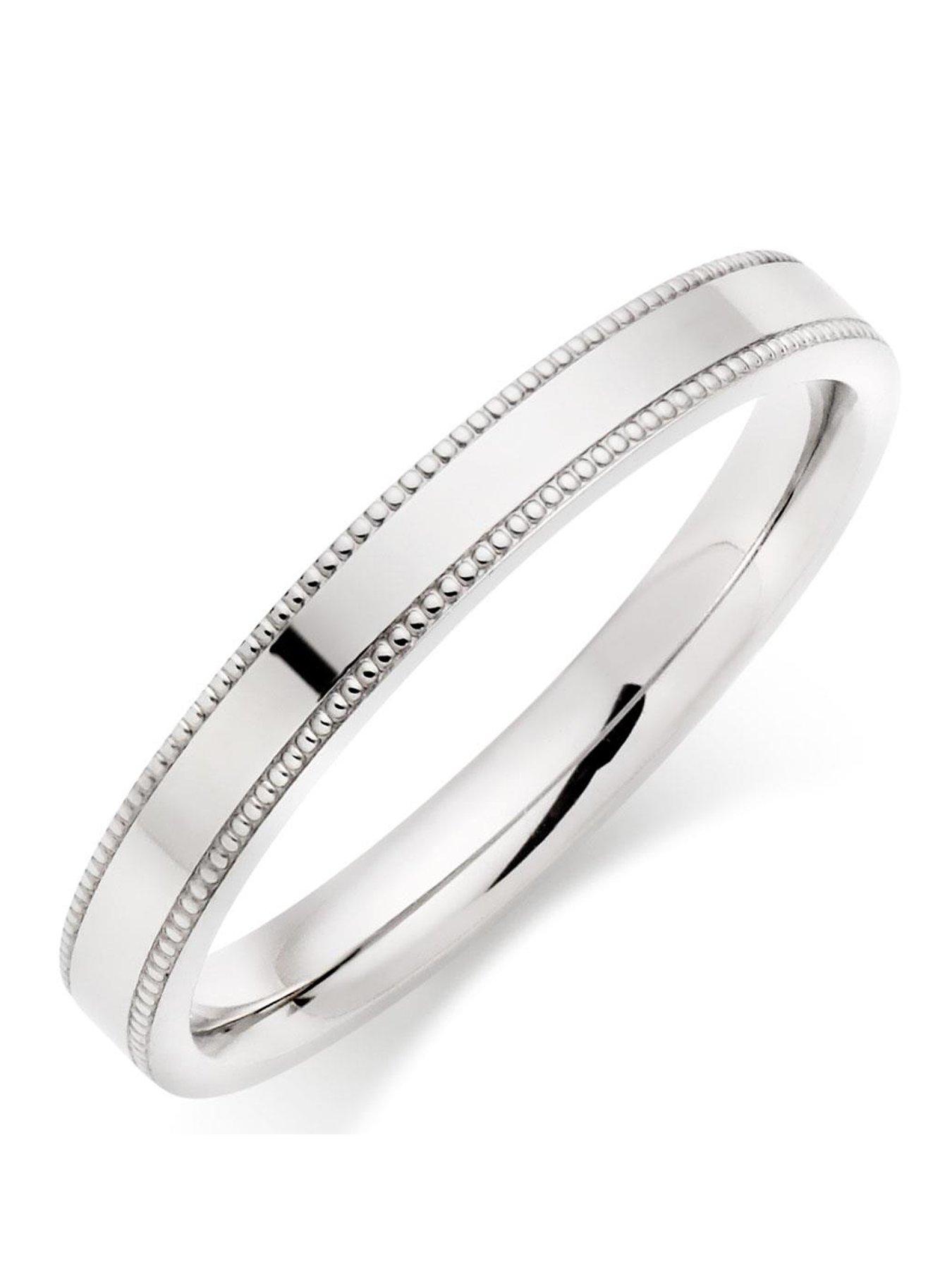 Beaverbrooks Platinum Vintage 25mm Ladies Wedding Ring