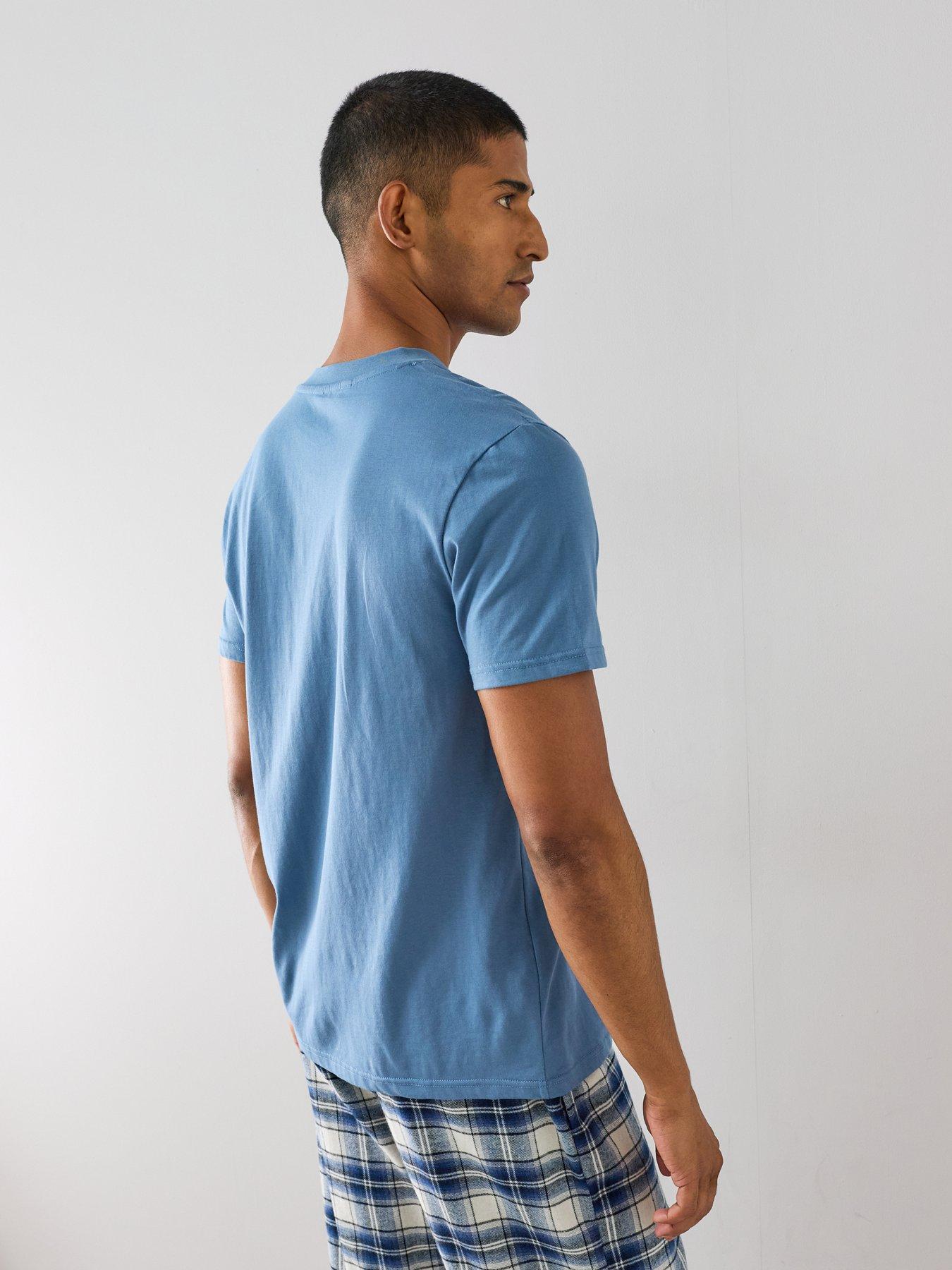 Image 5 of 7 of The Very Collection Cosy Checked Trouser &amp; T-Shirt Set - Blue/Ecru