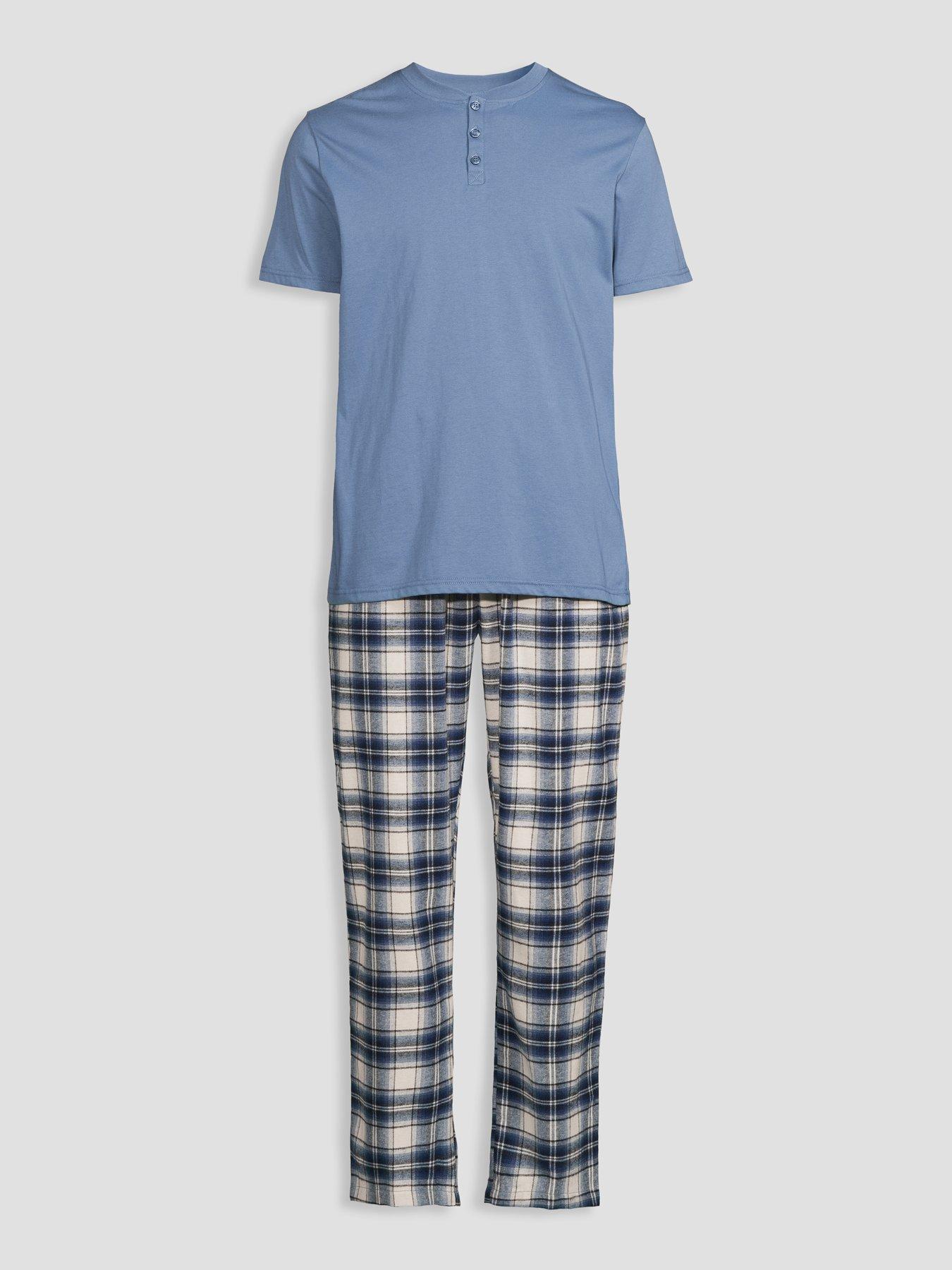 Image 7 of 7 of The Very Collection Cosy Checked Trouser &amp; T-Shirt Set - Blue/Ecru