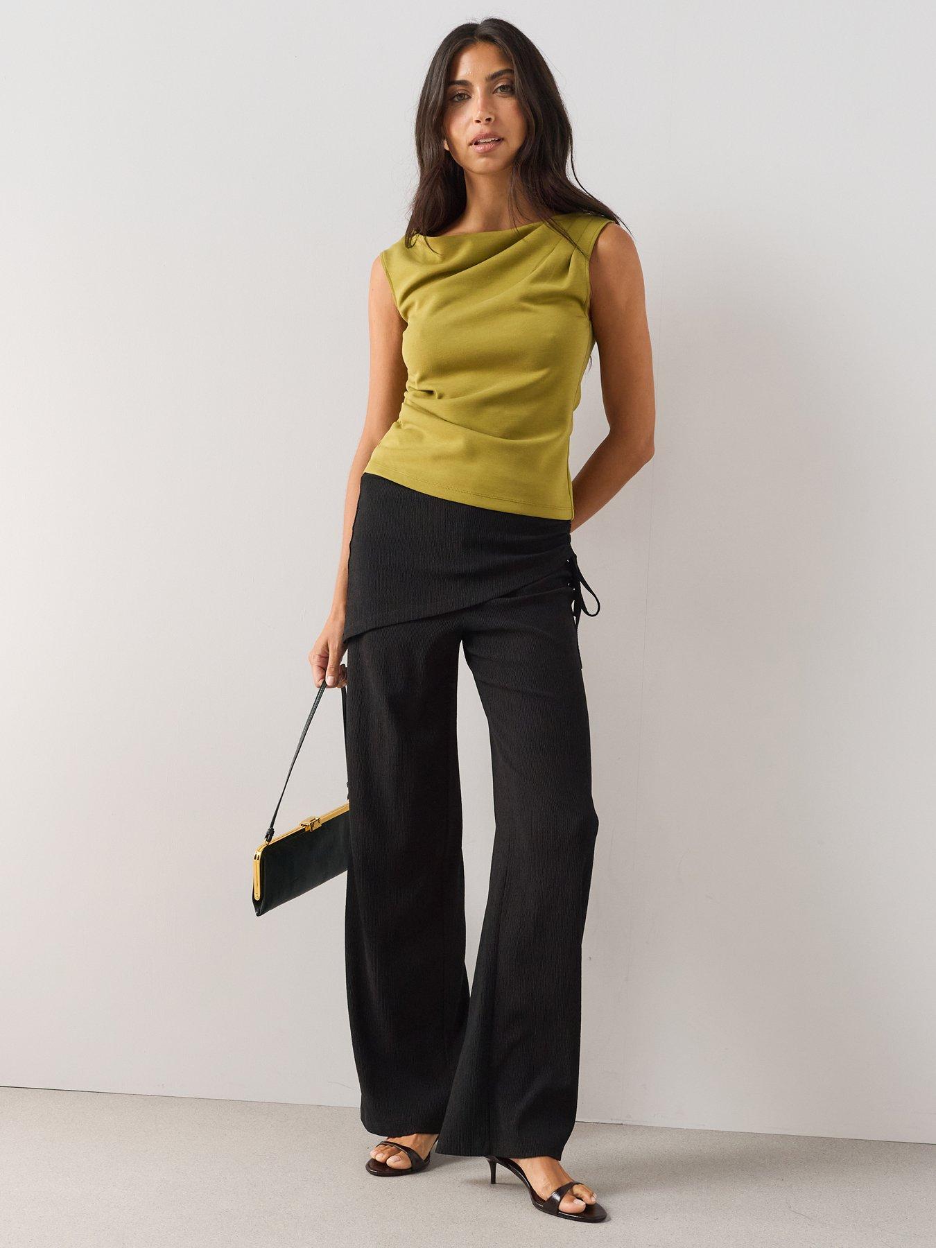 The Very Collection Ruched Scuba Sleeveless Tee - Olive
