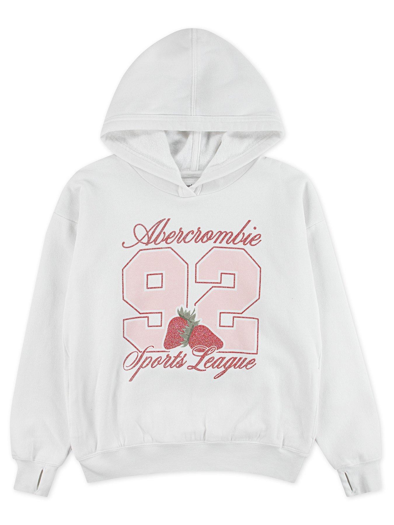 Abercrombie & Fitch Girls 92 Strawberry Pullover Hoodie, White, Size Age: 13-14 Years