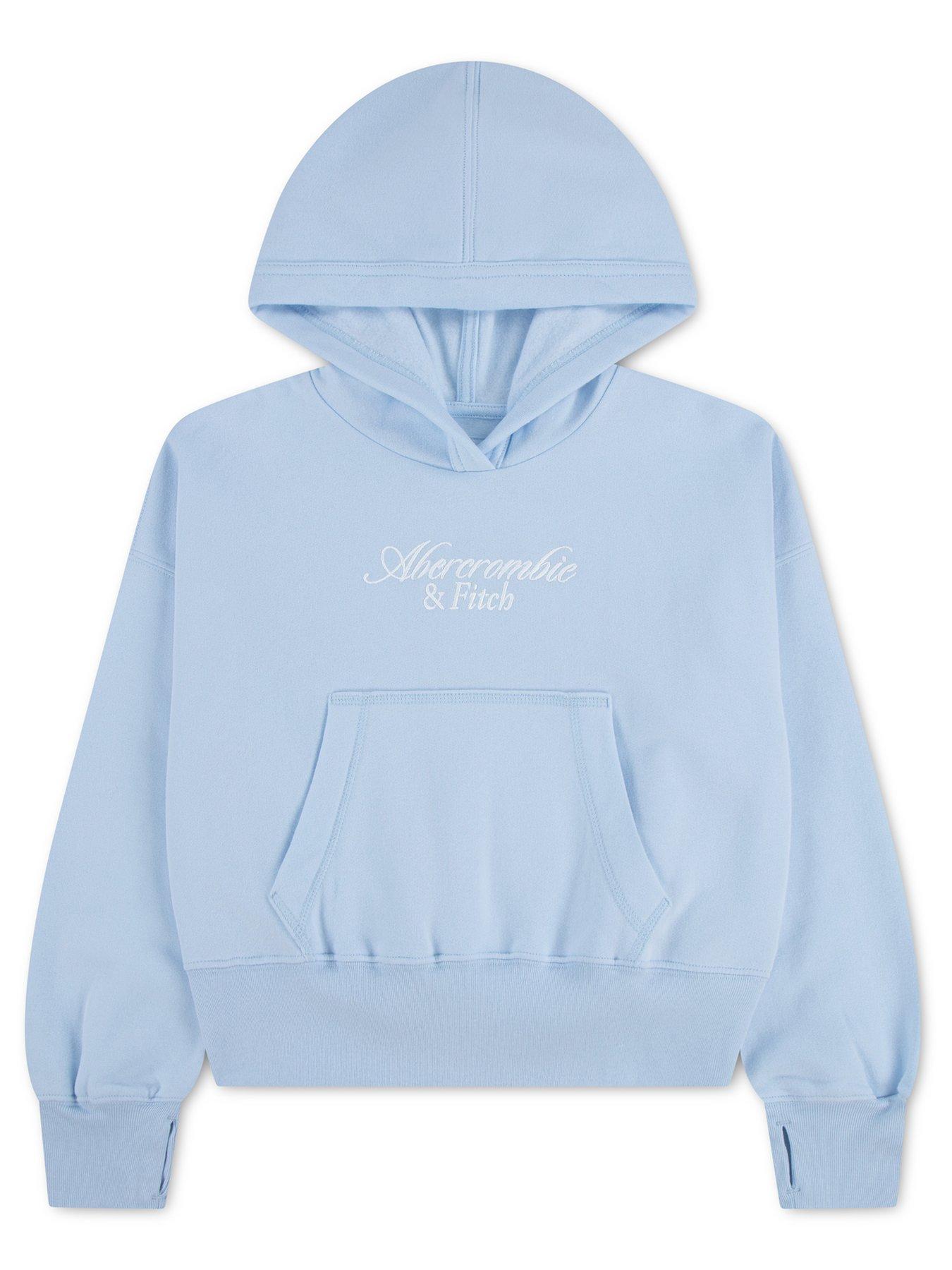 Abercrombie & Fitch Girls Essential Logo Hoodie, Blue, Size Age: 5-6 Years