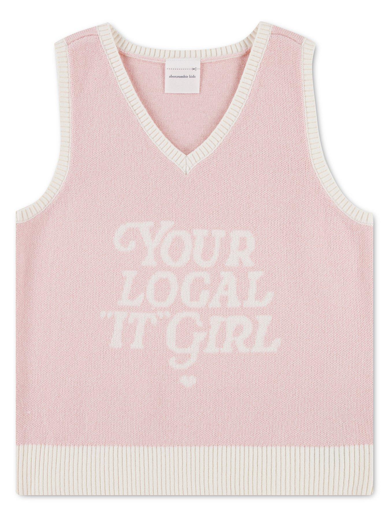 Abercrombie & Fitch Girls Local Girl Intarsia Vest, Pink, Size Age: 7-8 Years