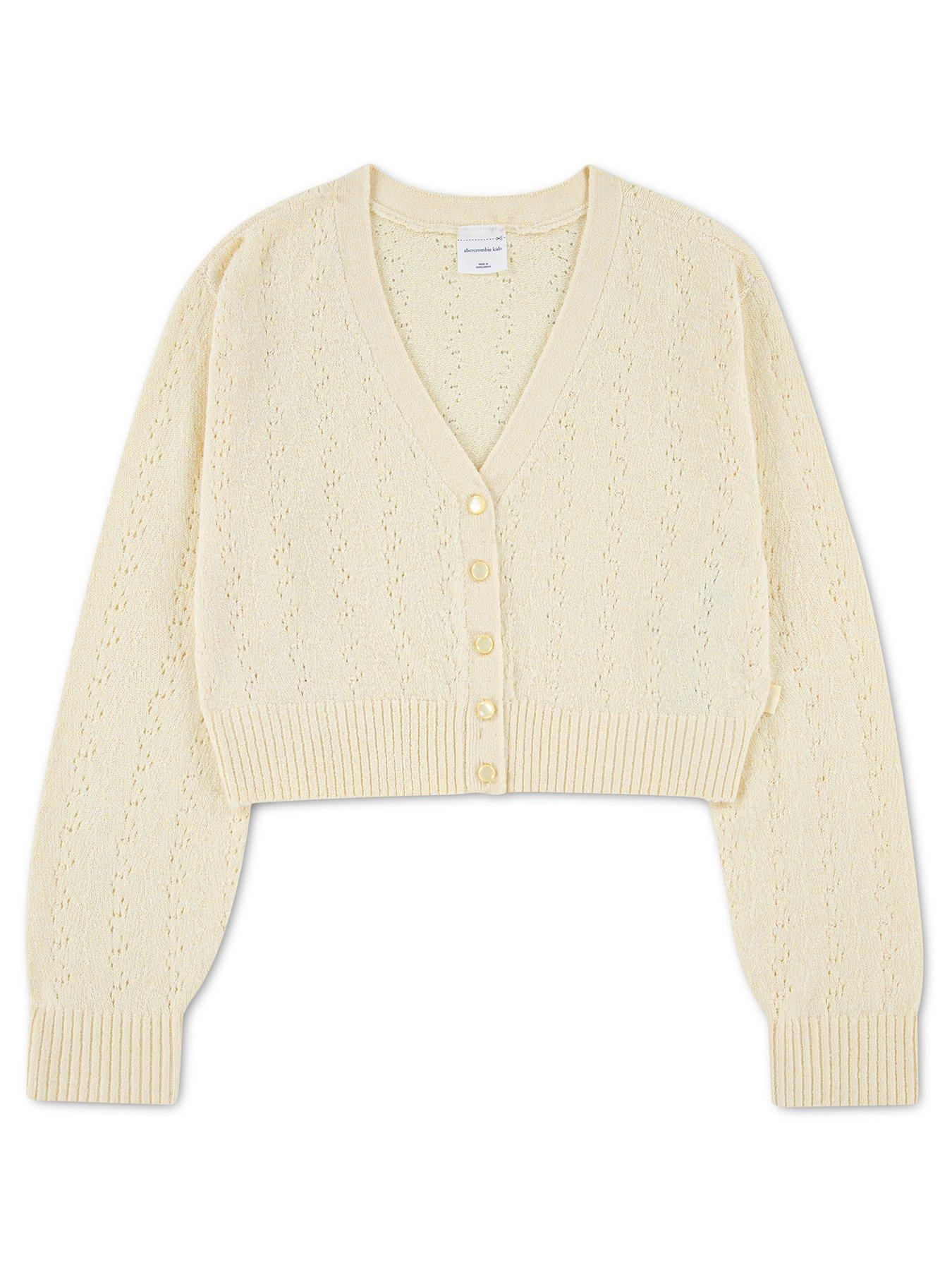Abercrombie & Fitch Girls Pointelle Cardigan, Yellow, Size Age: 7-8 Years