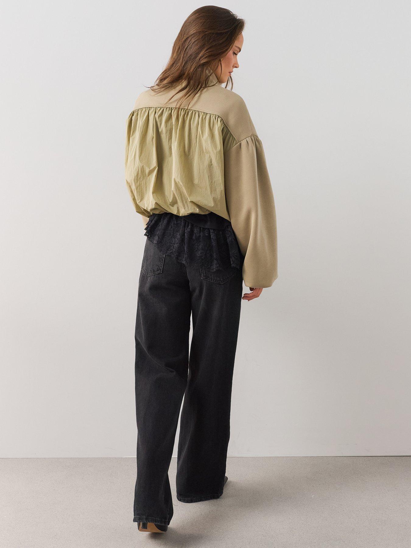 Image 2 of 7 of The Very Collection Funnel Neck Bubble Hem Jacket - Green