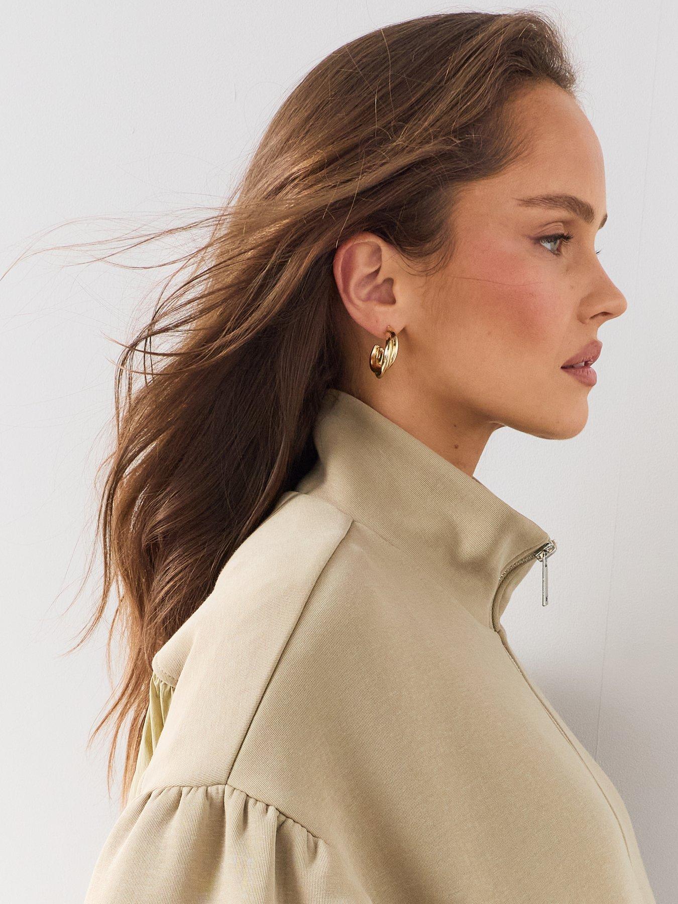 Image 5 of 7 of The Very Collection Funnel Neck Bubble Hem Jacket - Green