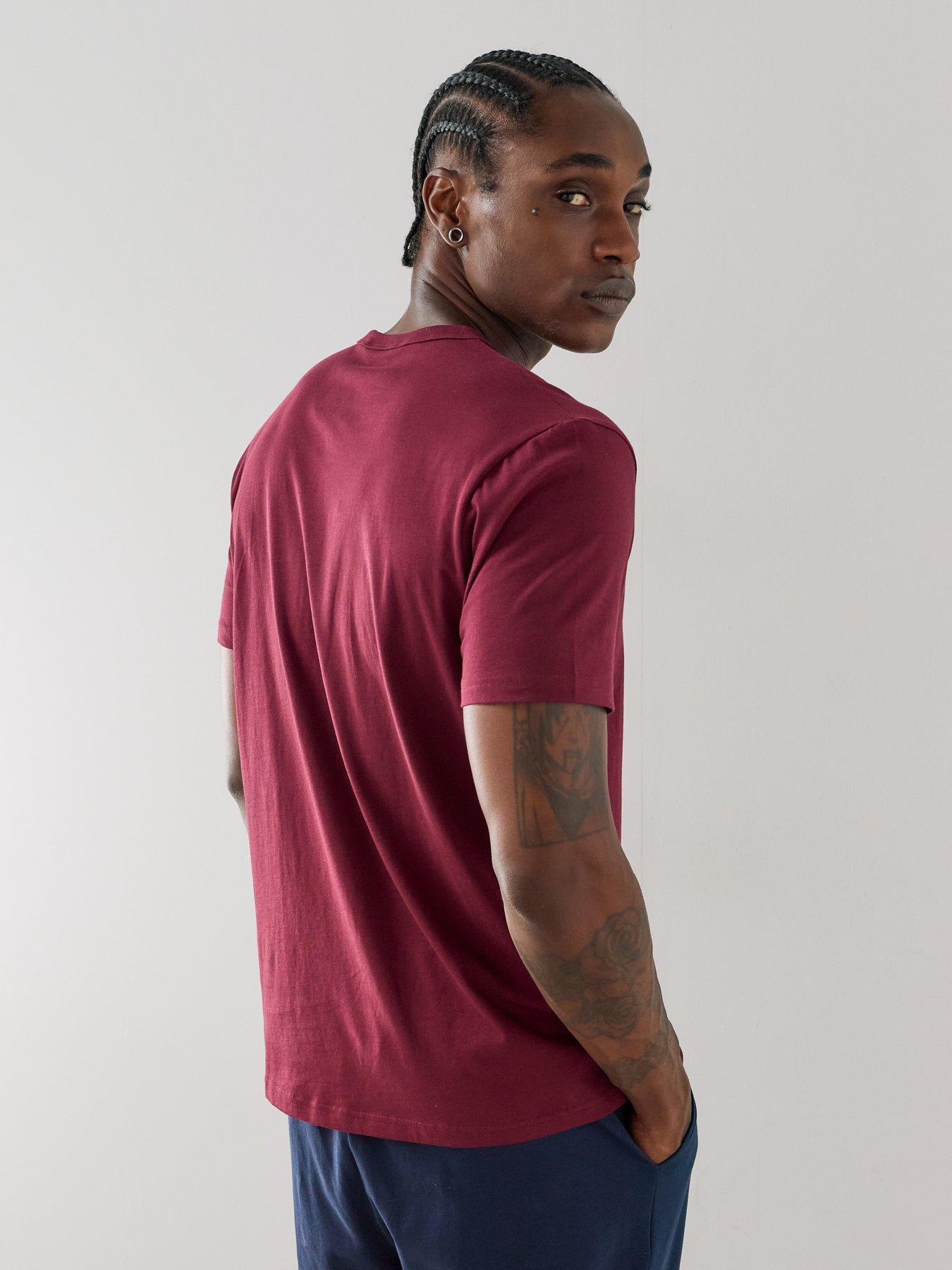 Image 2 of 7 of The Very Collection Essential Short Sleeve T-Shirt &amp; Trouser Pyjama Set - Burgundy/Navy