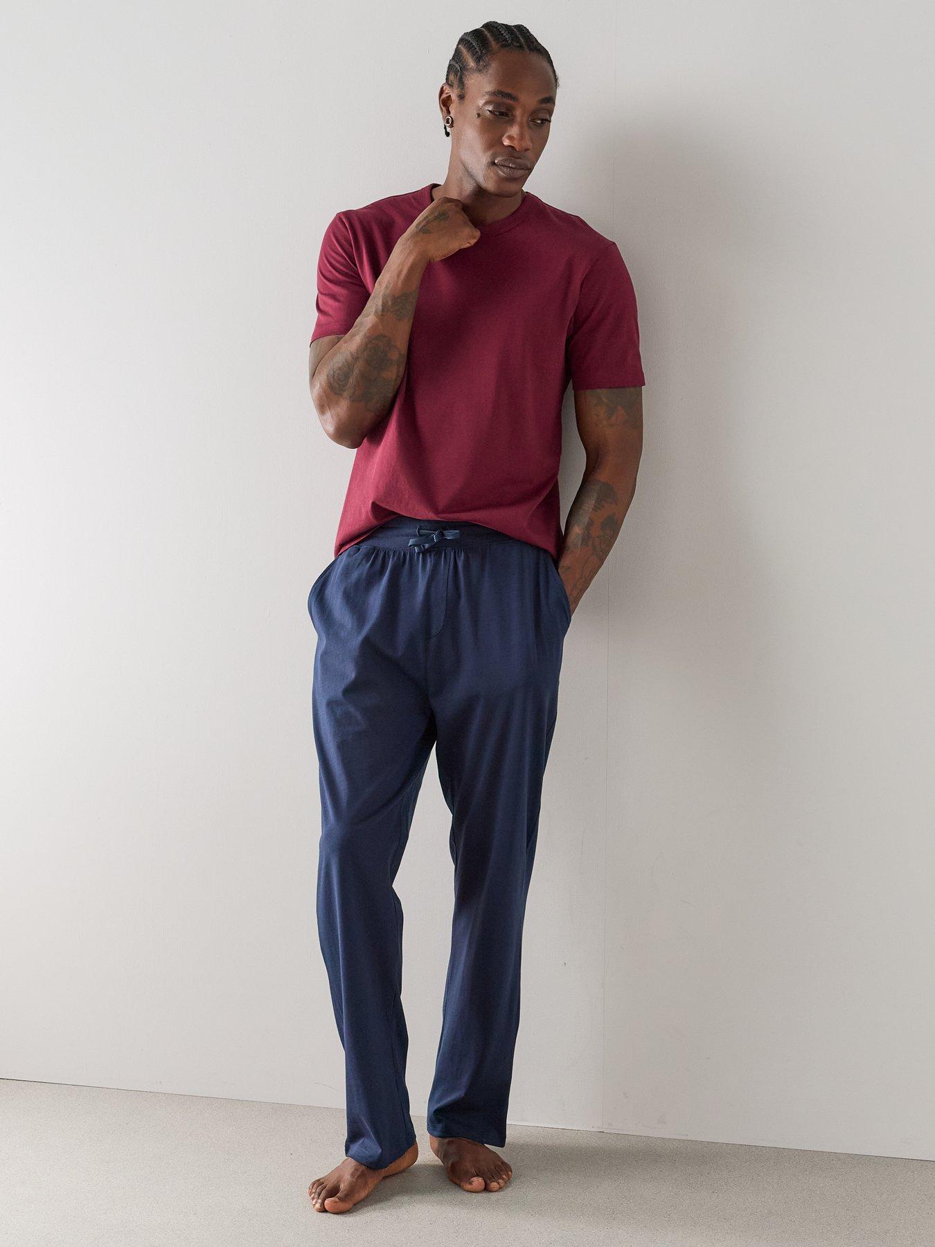 Image 3 of 7 of The Very Collection Essential Short Sleeve T-Shirt &amp; Trouser Pyjama Set - Burgundy/Navy