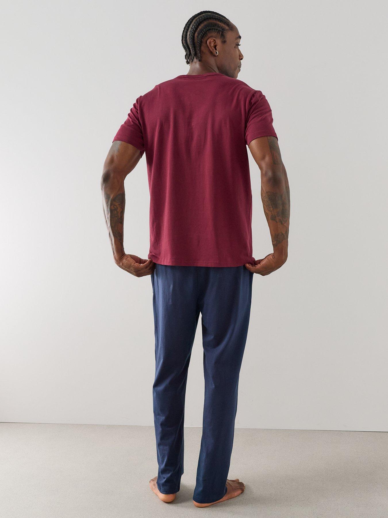Image 6 of 7 of The Very Collection Essential Short Sleeve T-Shirt &amp; Trouser Pyjama Set - Burgundy/Navy