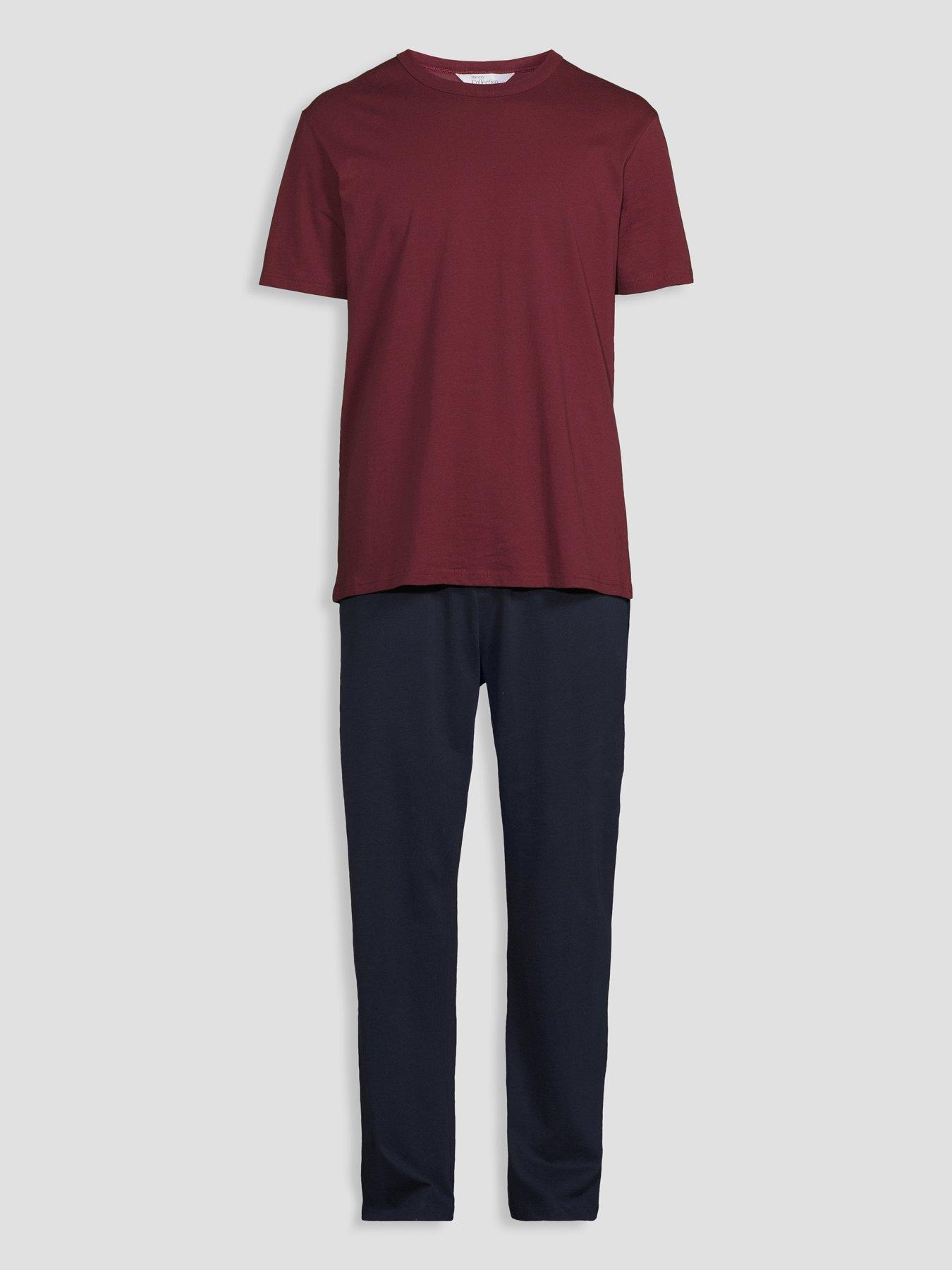 Image 7 of 7 of The Very Collection Essential Short Sleeve T-Shirt &amp; Trouser Pyjama Set - Burgundy/Navy