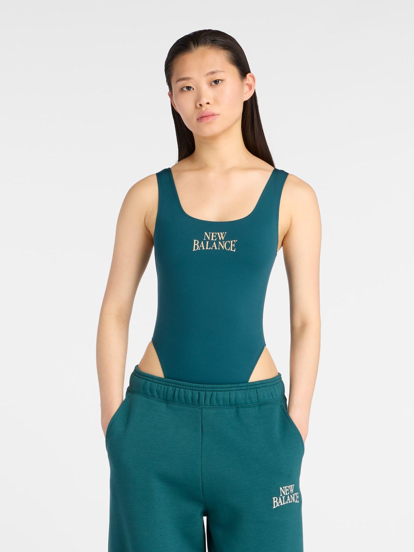 New Balance Womens Linear Heritage Bodysuit -green