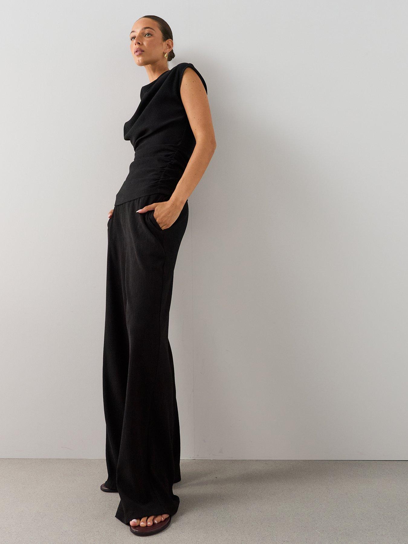 Image 5 of 7 of The Very Collection Textured Stretch Wide Leg Trouser - Black