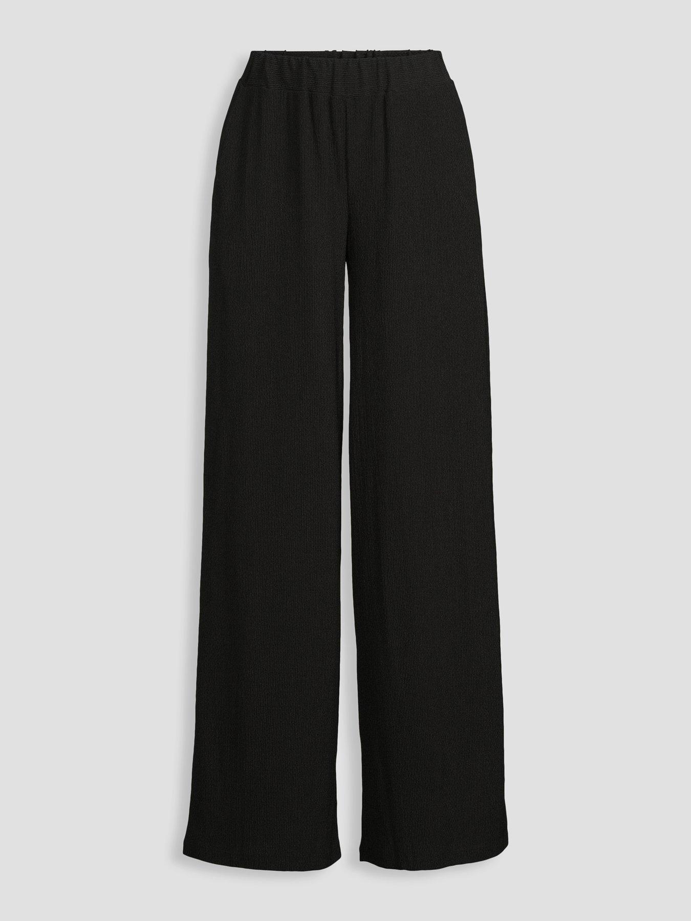 Image 7 of 7 of The Very Collection Textured Stretch Wide Leg Trouser - Black