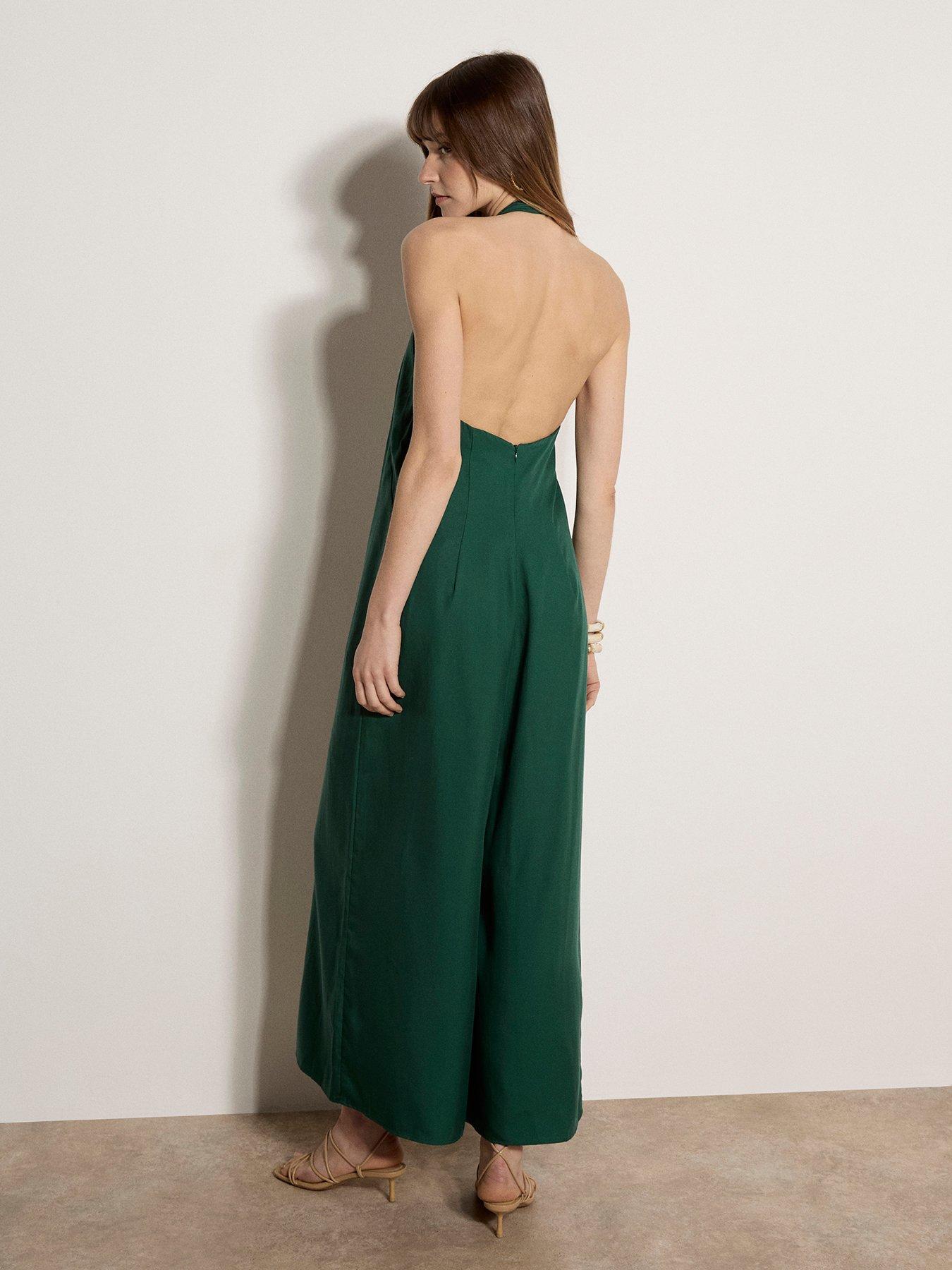 Image 2 of 4 of Apricot Linen Mix Halter Neck Jumpsuit