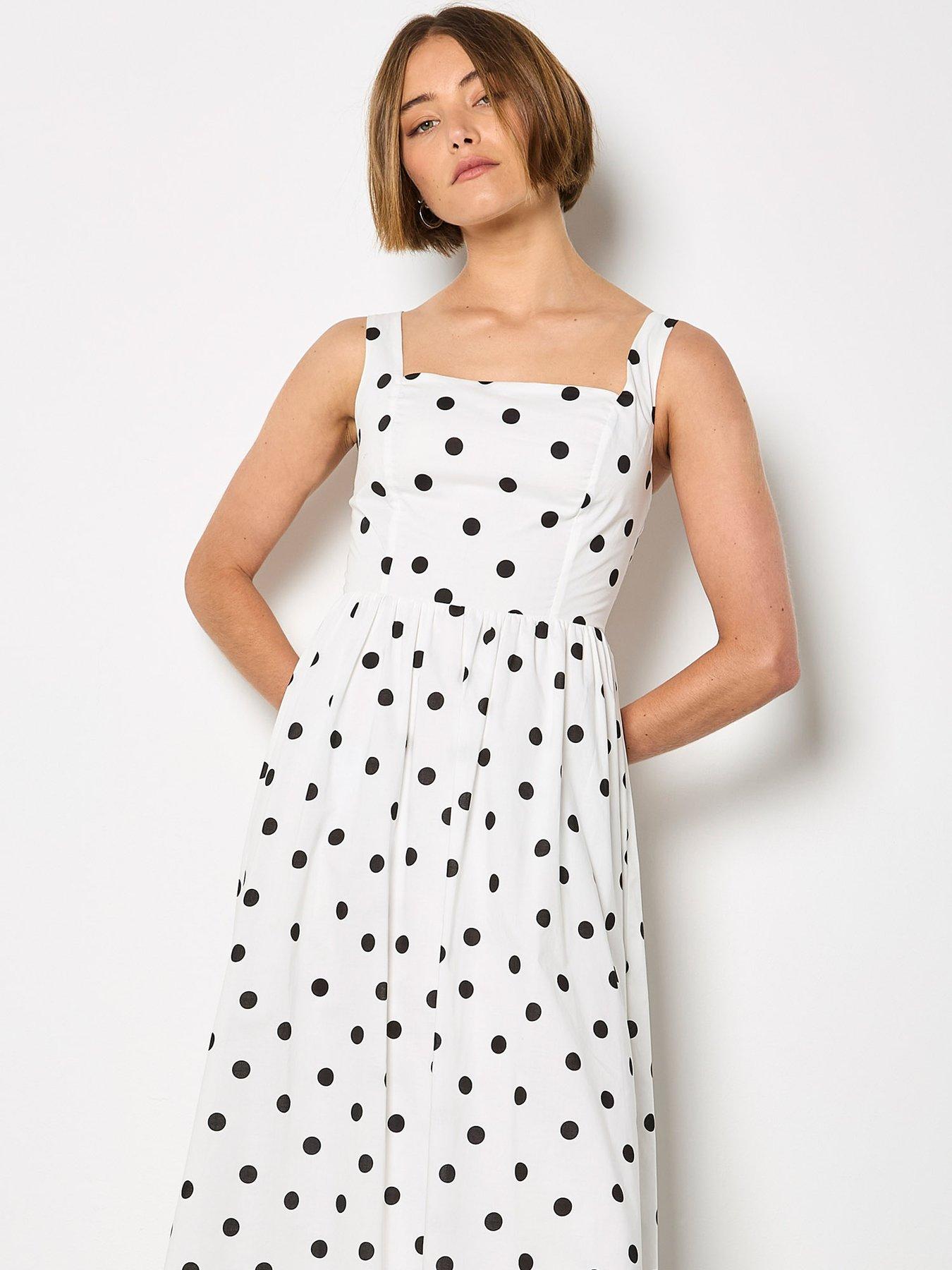 Image 4 of 5 of Apricot Polka Dot A-Line Midi Dress