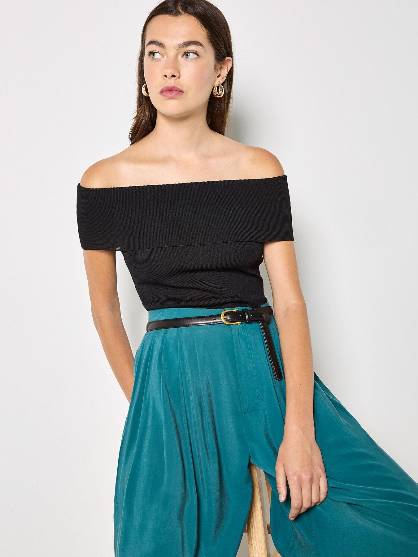 Apricot Bardot Knit Top