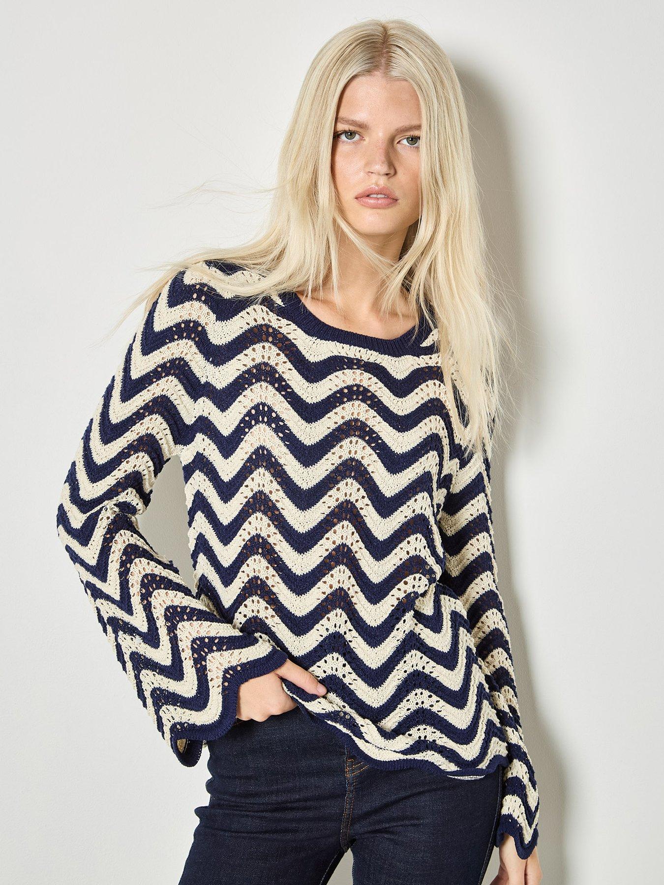 Apricot Waves Illusion Pointelle Jumper