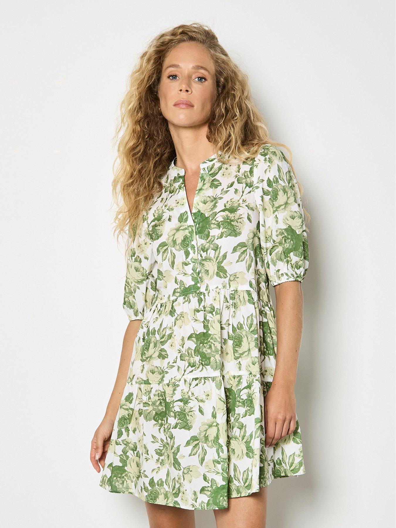 Apricot Poplin Short Tiered Babydoll Dress