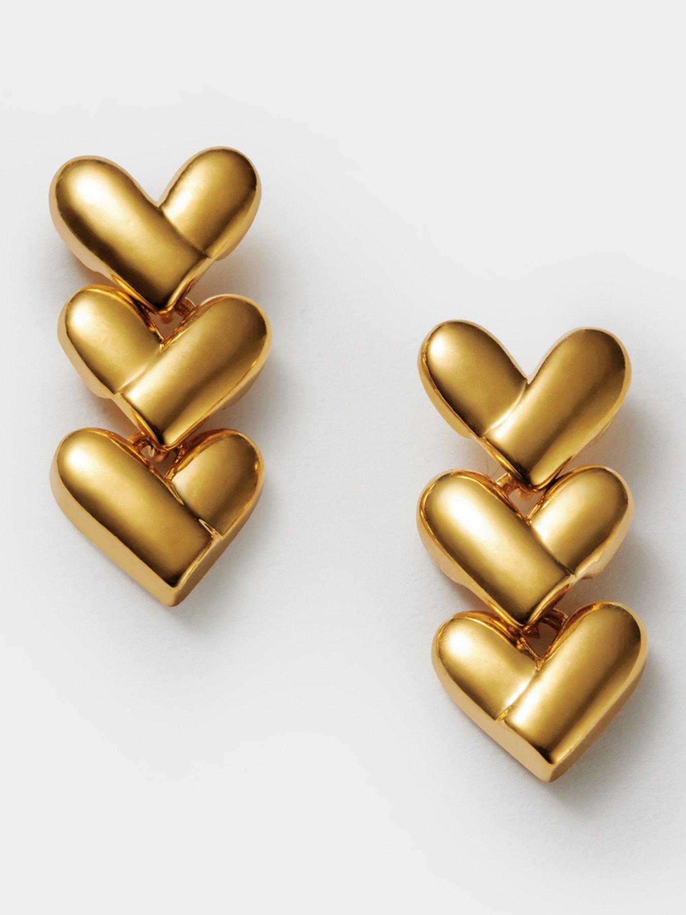 Katie Loxton Heart Link Earrings , Gold Coated , 2.1Cm X 0.8Cm X 0.2Cm