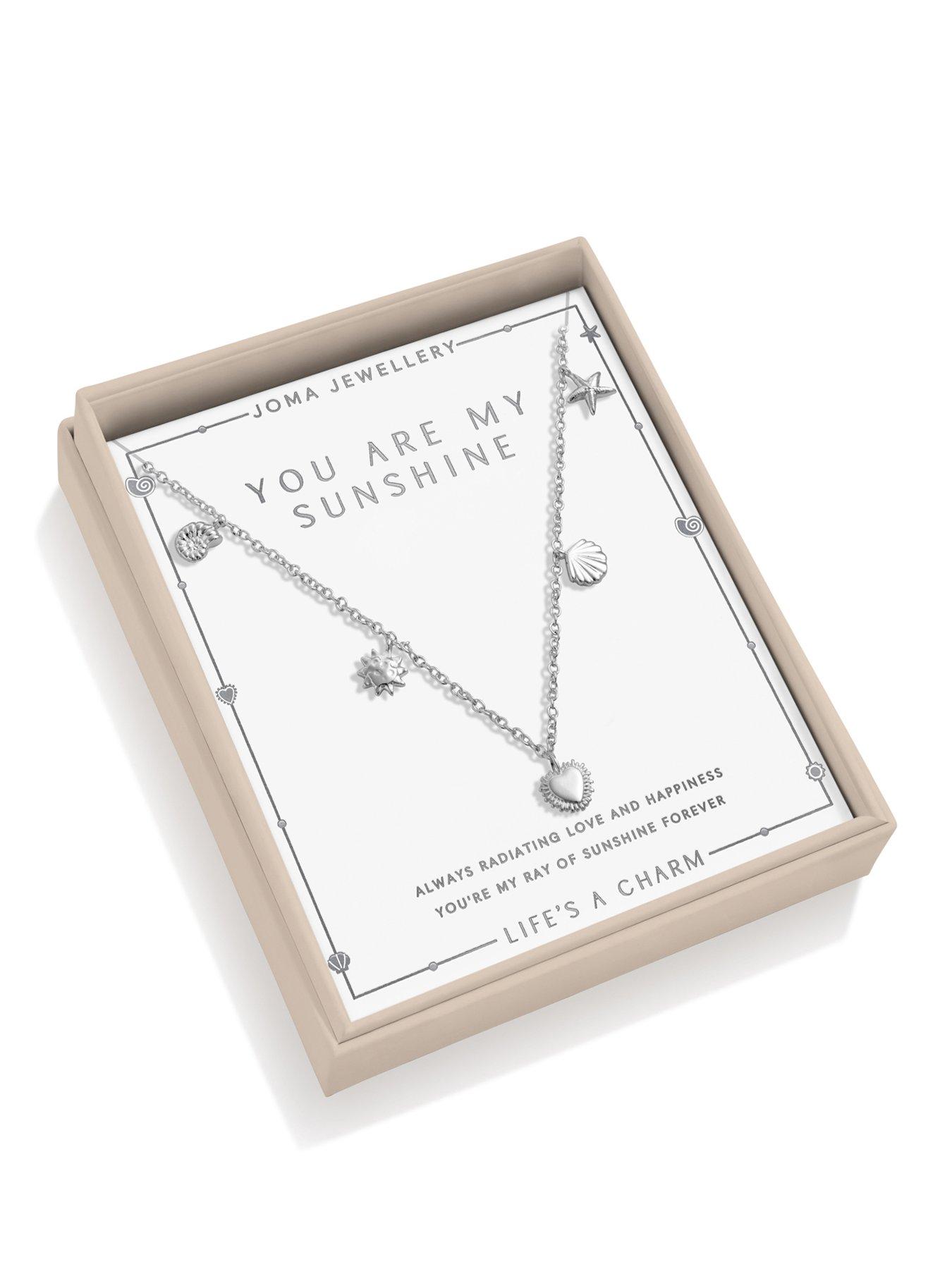 Joma Jewellery LIFE'S A CHARM NECKLACE , YOU ARE MY SUNSHINE , Silver Plated , Necklace , 46cm + 5cm extender
