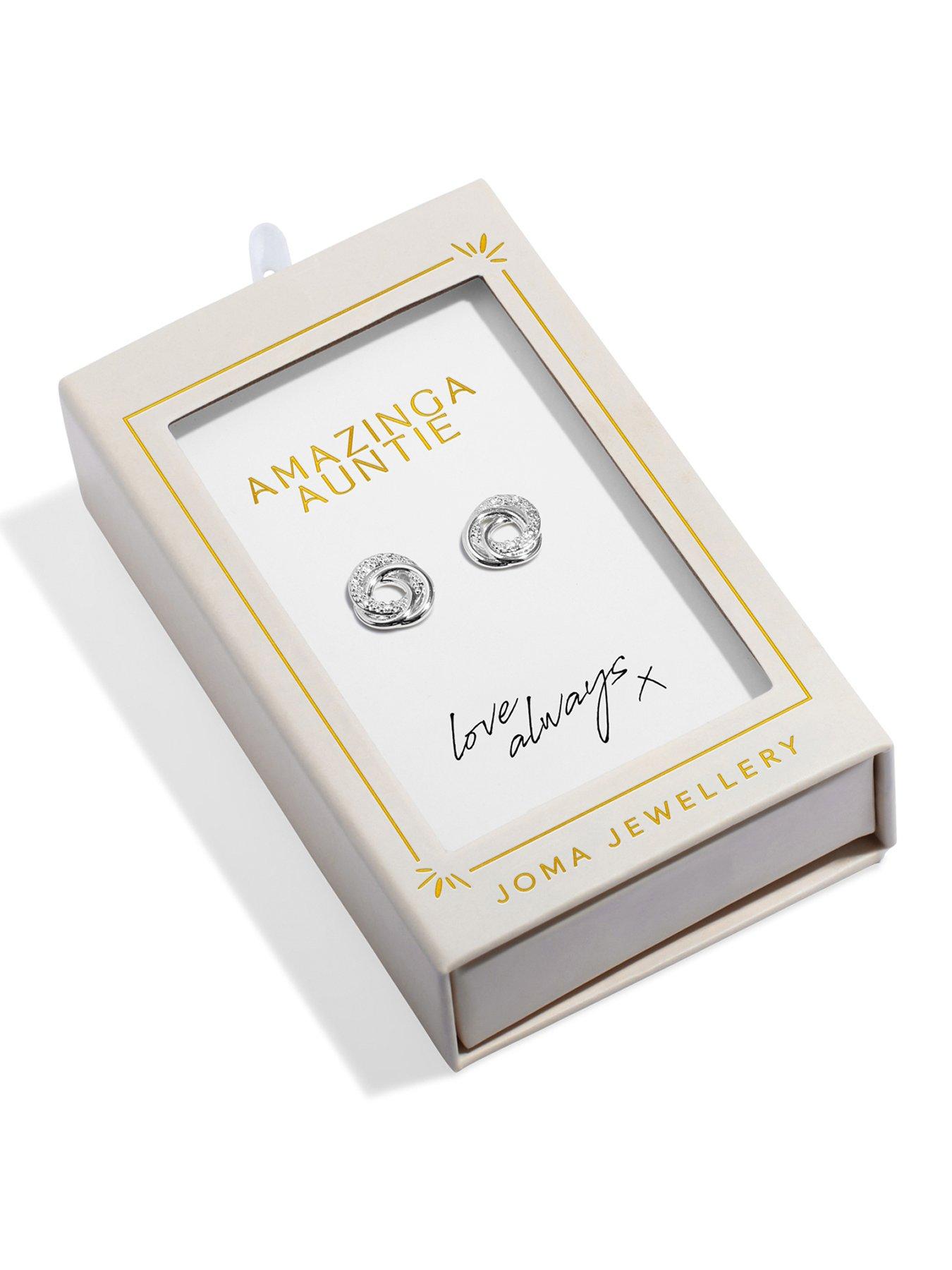 Joma Jewellery MOMENTS TO SHINE , AMAZING AUNTIE , Silver Plated , Stud Earrings