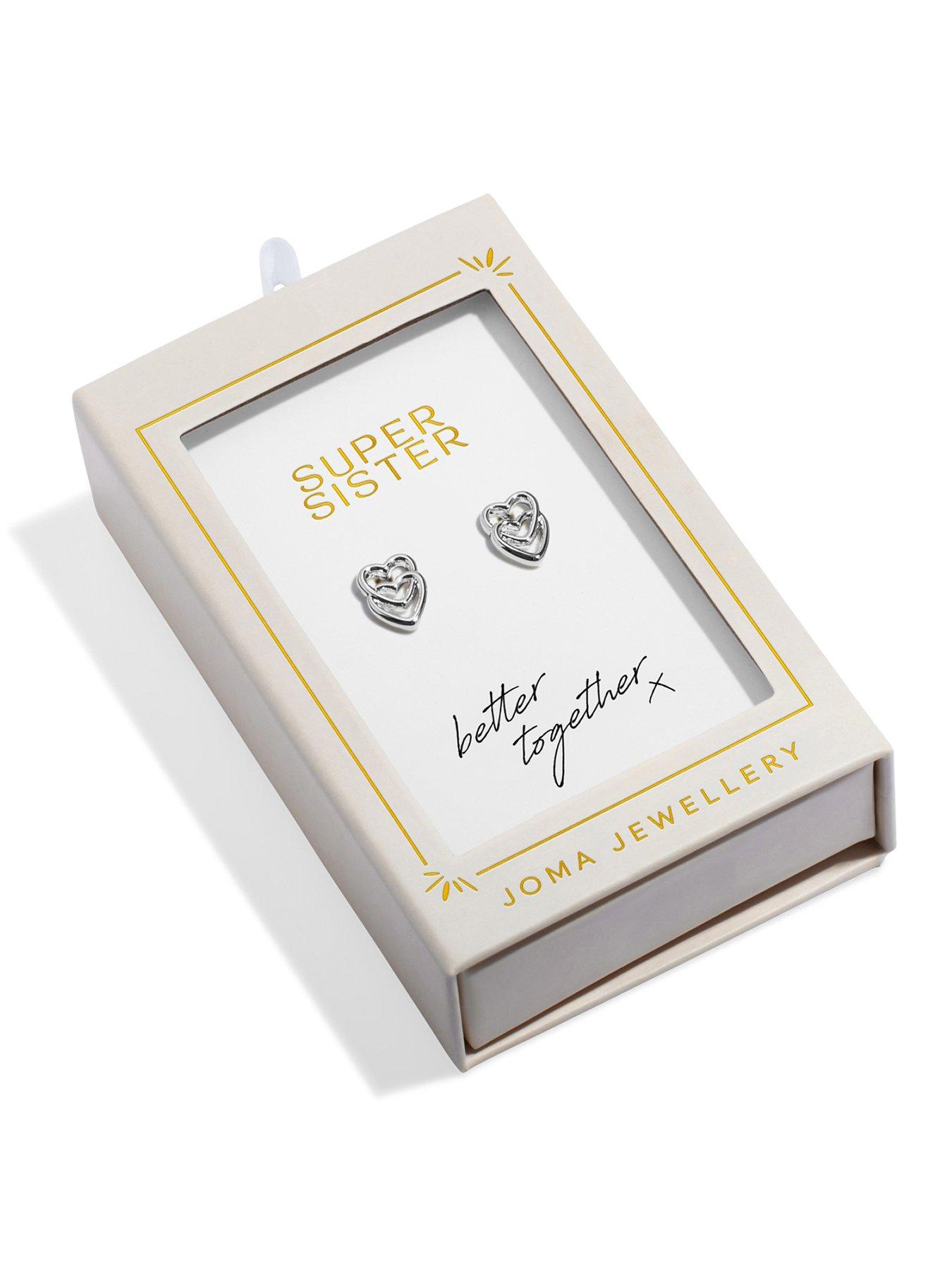 Joma Jewellery MOMENTS TO SHINE , SUPER SISTER , Silver Plated , Stud Earrings