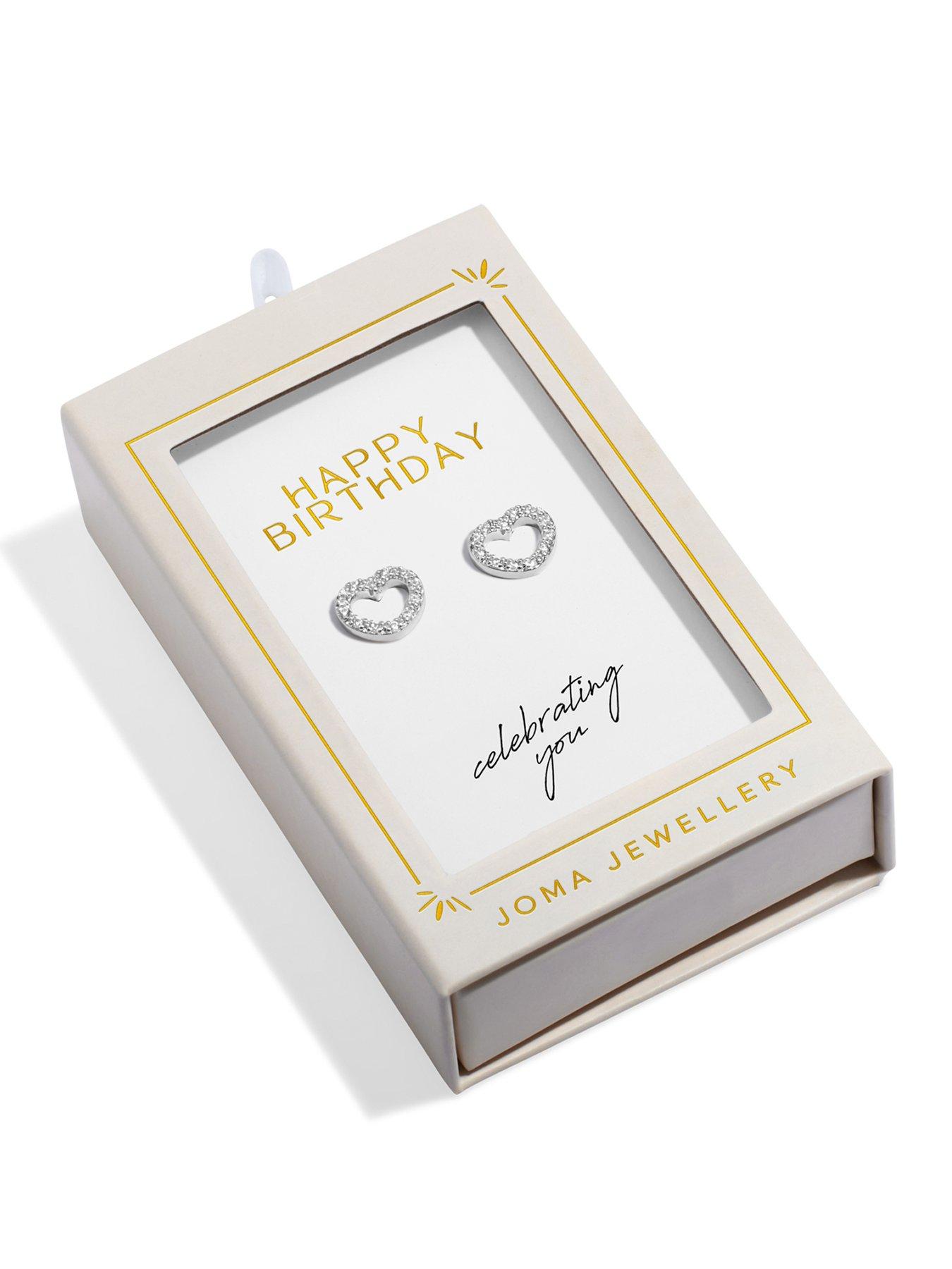 Joma Jewellery MOMENTS TO SHINE , HAPPY BIRTHDAY , Silver Plated , Stud Earrings