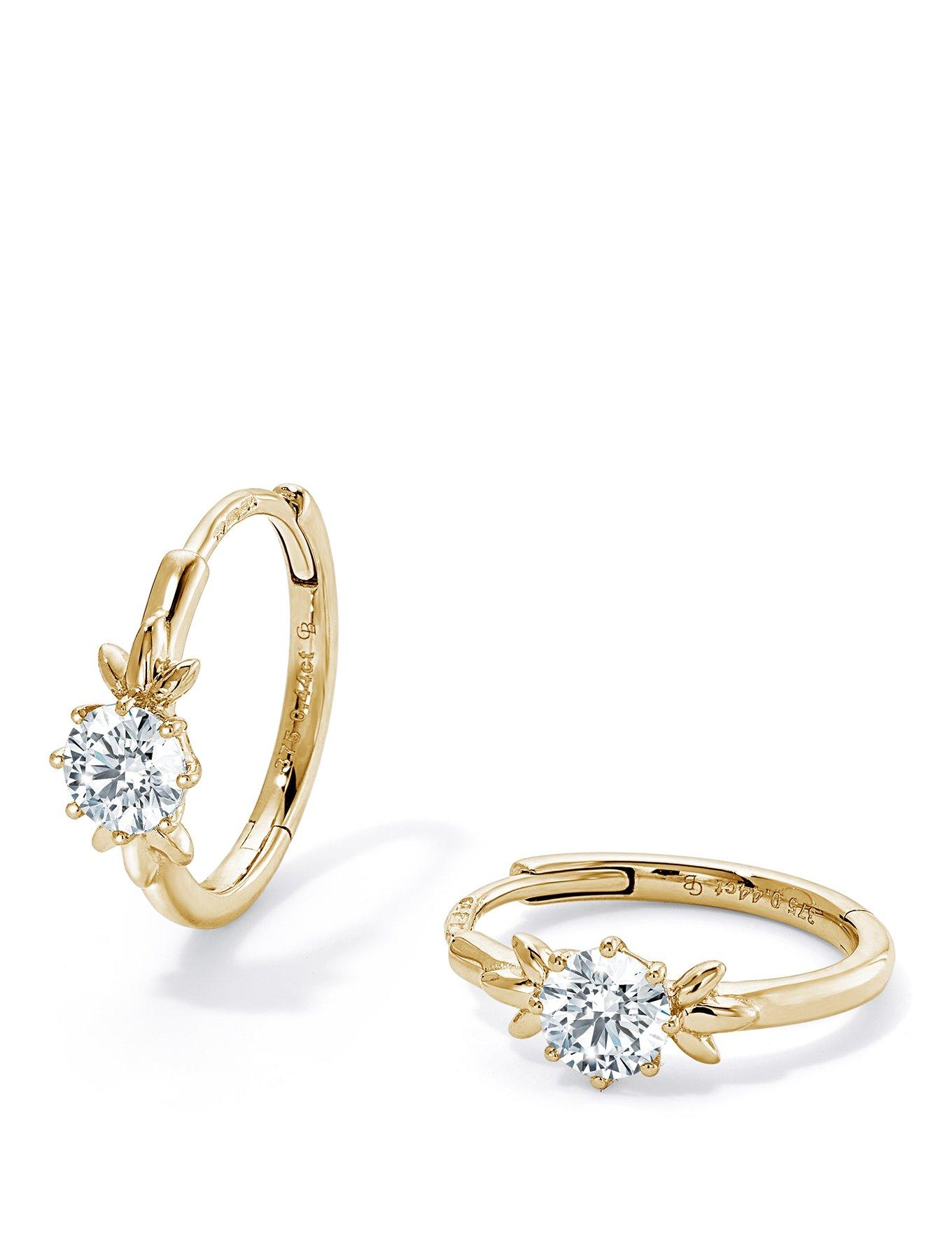 Image 1 of 4 of Created Brilliance Willow Hoop 9ct Yellow Gold 0.44ct tw Lab Grown Diamond Petal Hoop Earrings