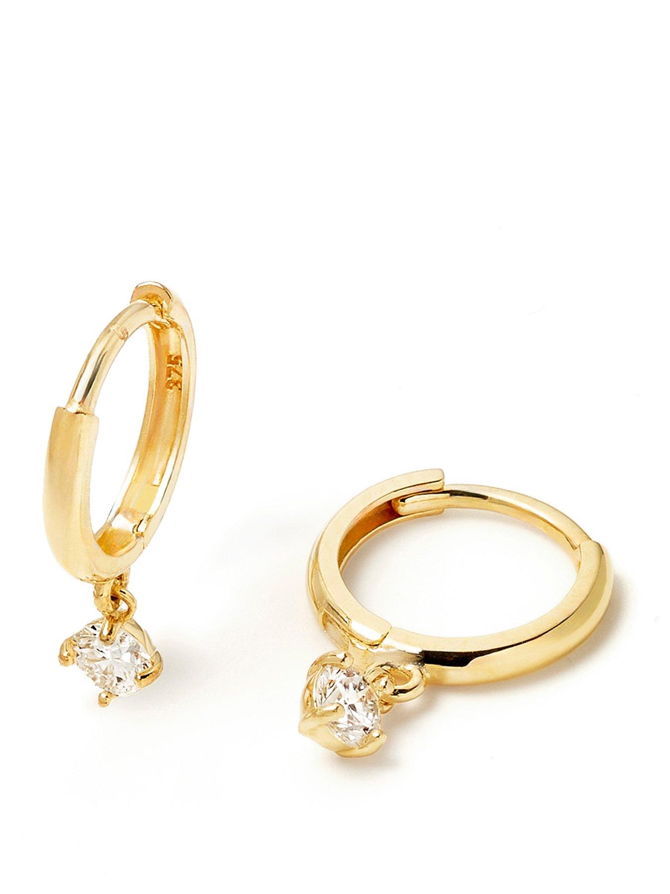 Created Brilliance Celeste 9ct Yellow Gold 0.20ct tw. Lab-Grown Diamond Charm Huggie Hoop Earrings