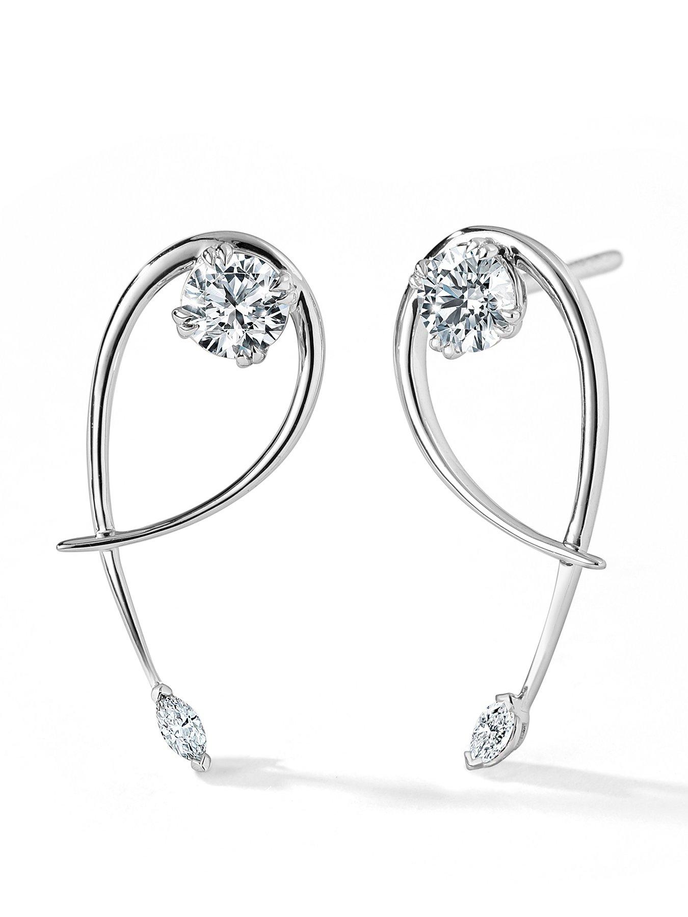 Created Brilliance Ivy Earrings 9ct White Gold 0.55ct tw. Lab Grown Diamond Twist Vine Stud Earrings
