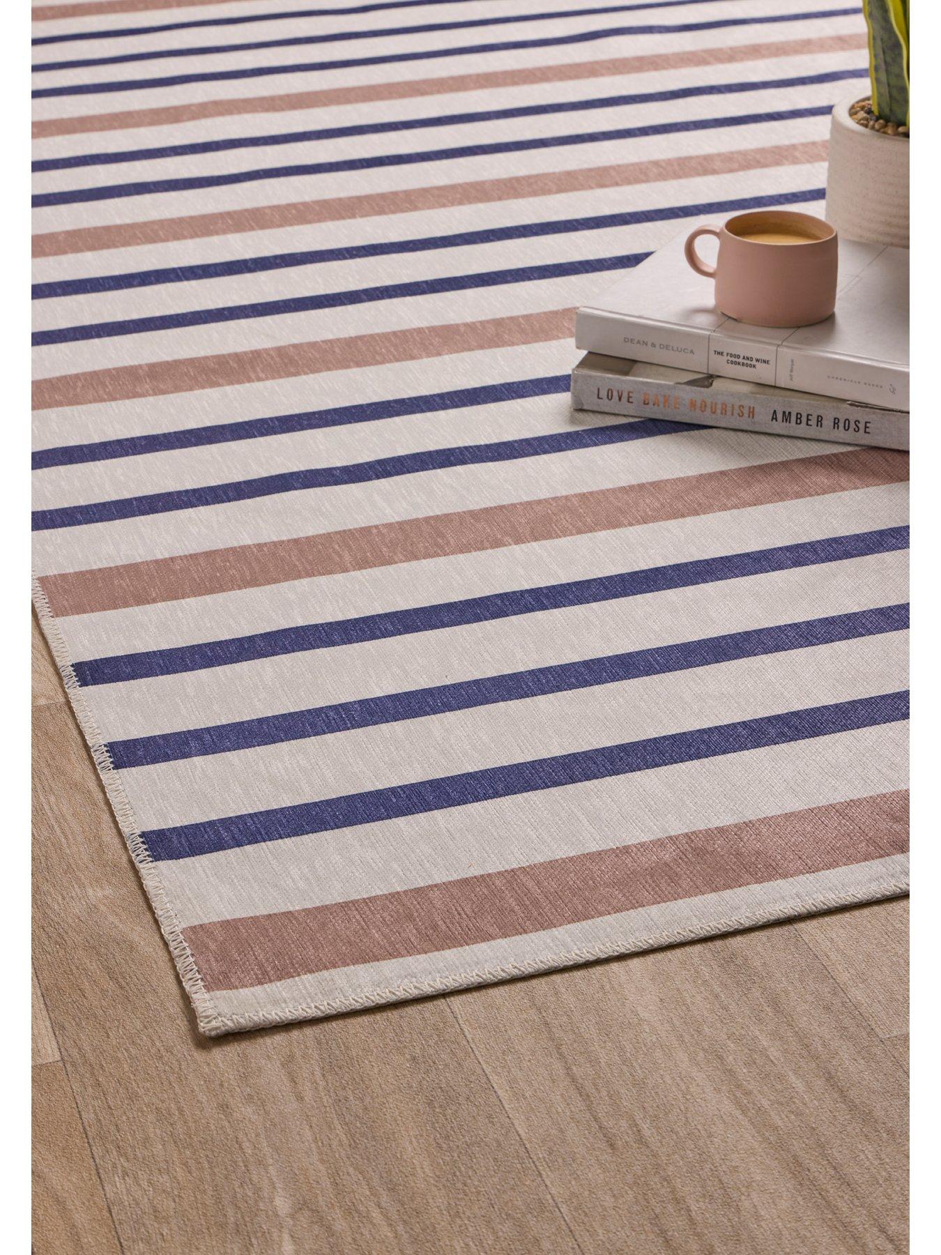 Image 3 of 6 of Very Home Coastal Washable Stripe Rug 120x170cm