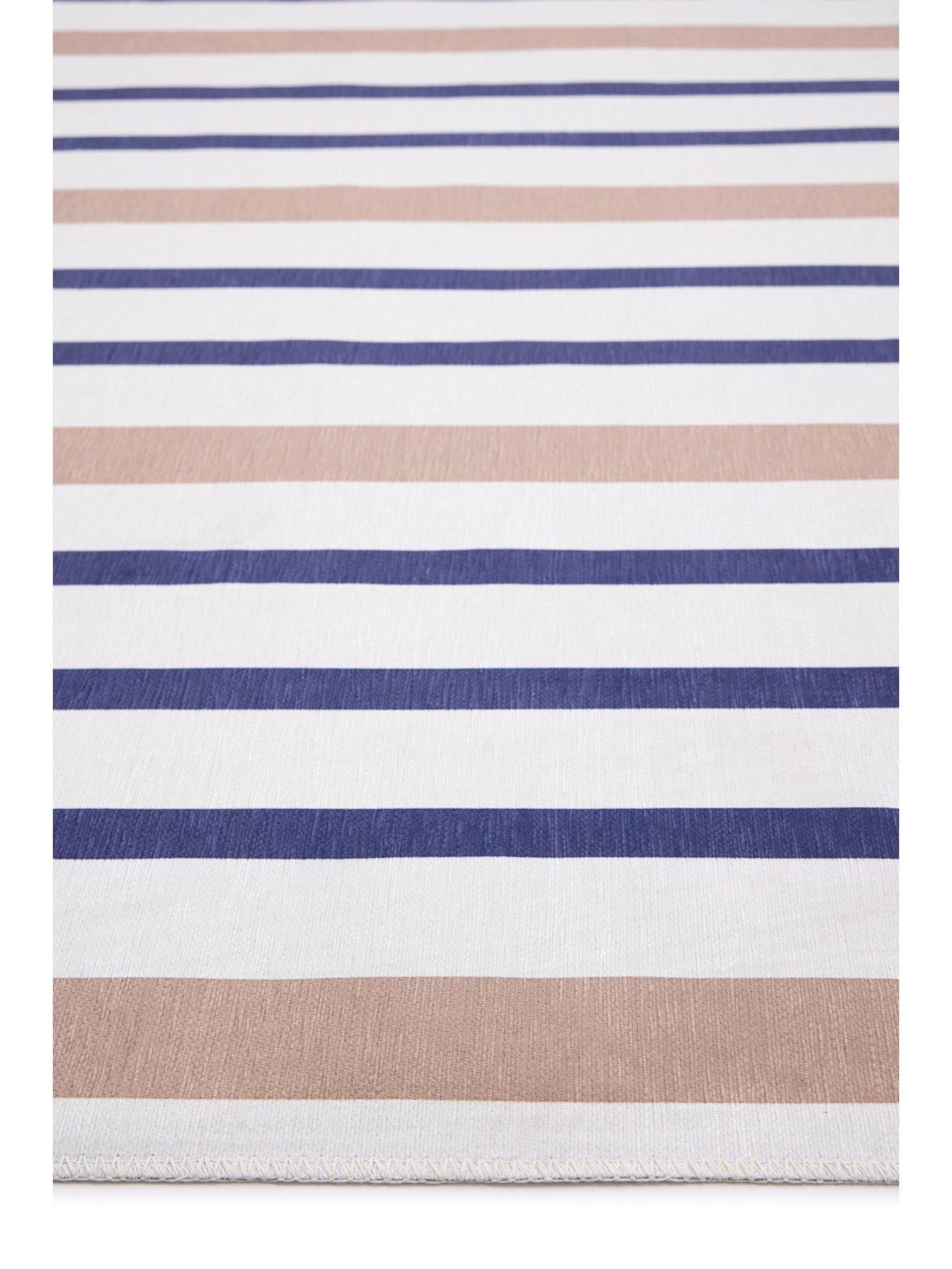 Image 4 of 6 of Very Home Coastal Washable Stripe Rug 120x170cm