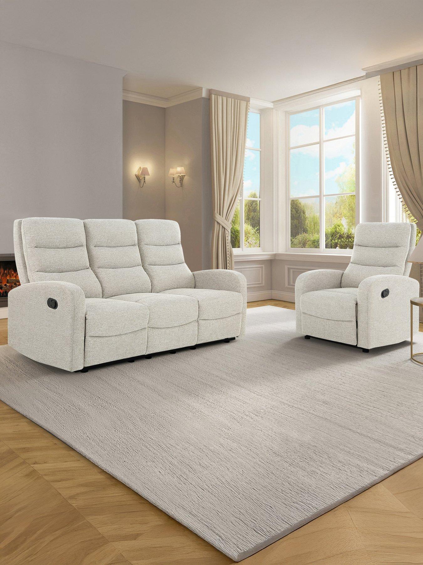 Dorel Home Rena Fabric 3 Seater Manual Recliner
