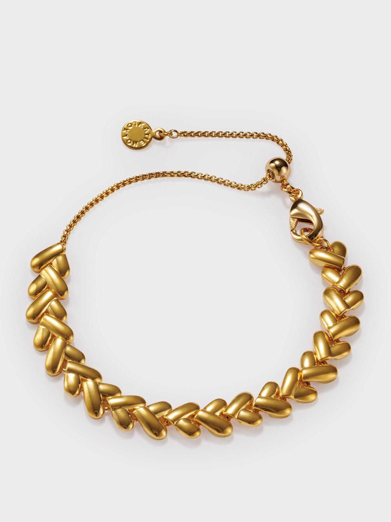 Katie Loxton HEART LINK BRACELET , Gold Coated , 18cm + 3cm extender