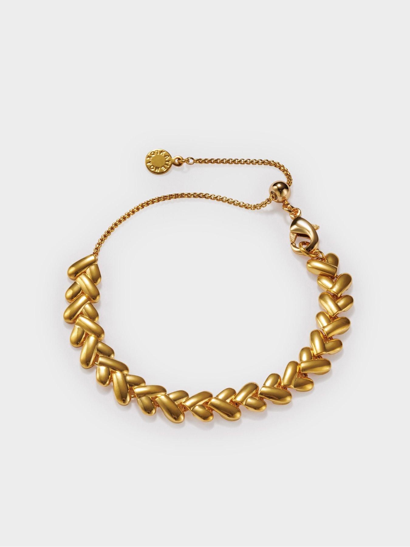 Image 2 of 5 of Katie Loxton Heart Link Bracelet , Gold Coated , 18cm + 3cm extender - Waterproof