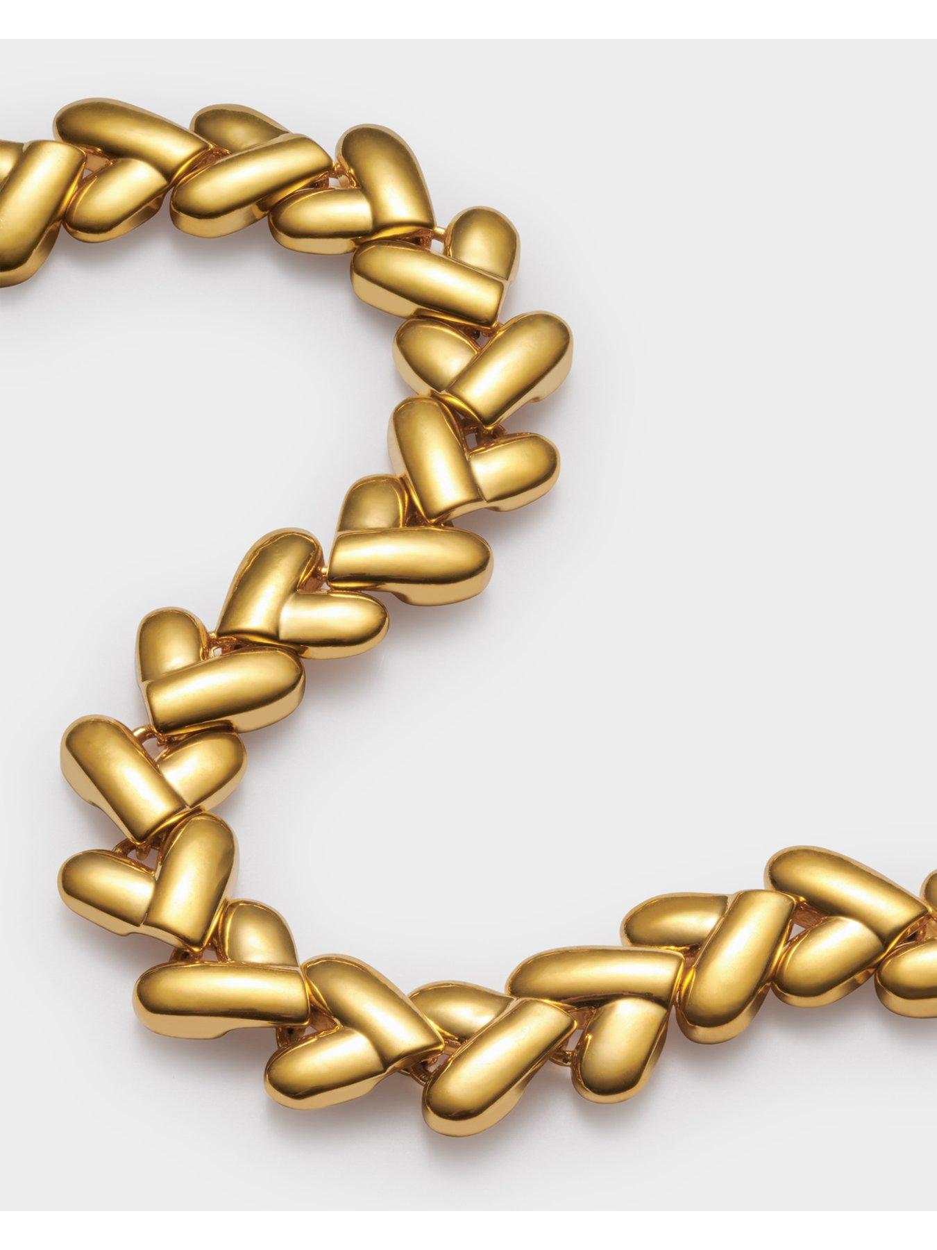Image 3 of 5 of Katie Loxton Heart Link Bracelet , Gold Coated , 18cm + 3cm extender - Waterproof