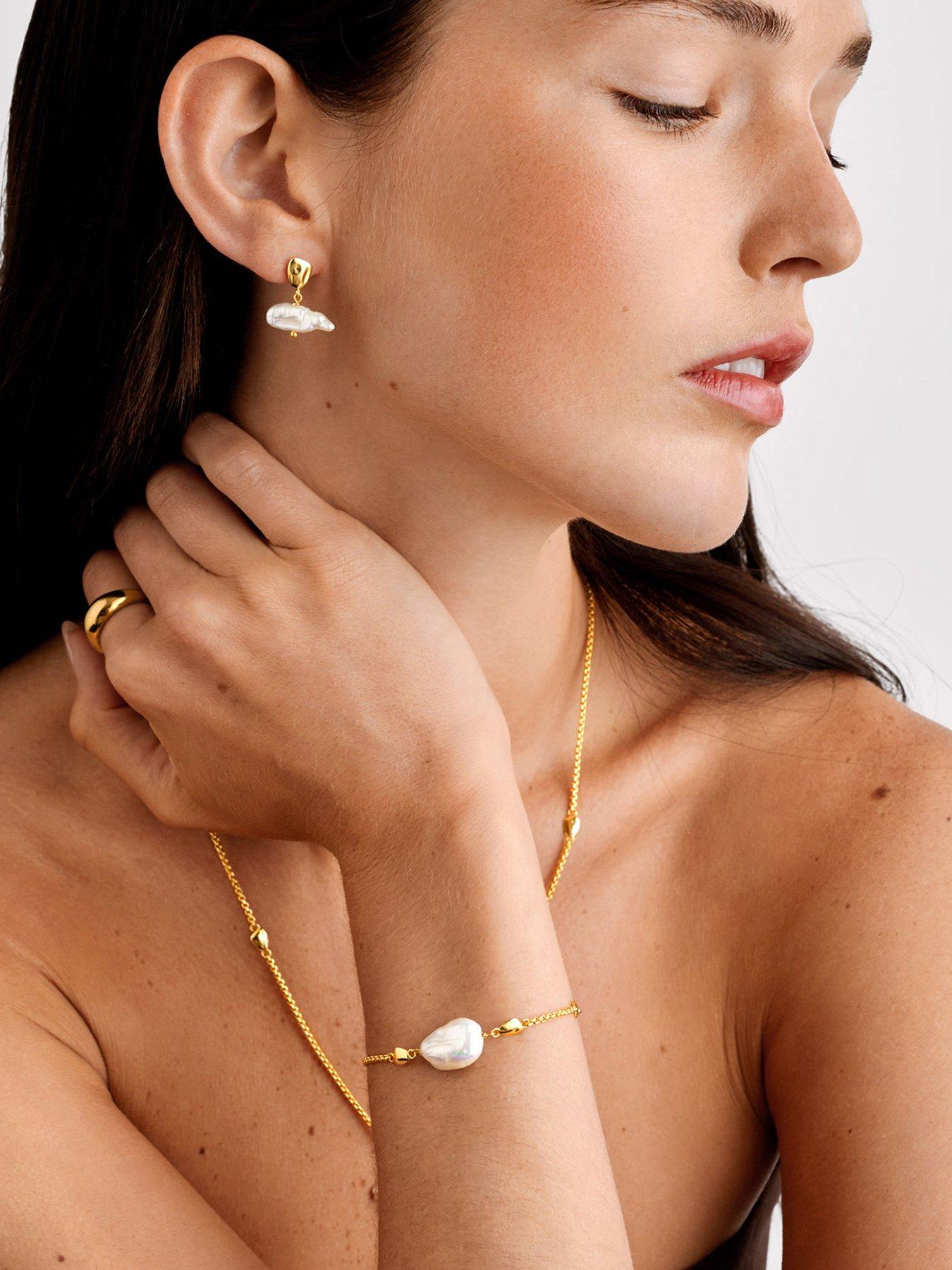 Katie Loxton SOL PEARL BRACELET , Gold Coated , 18cm + 3cm extender