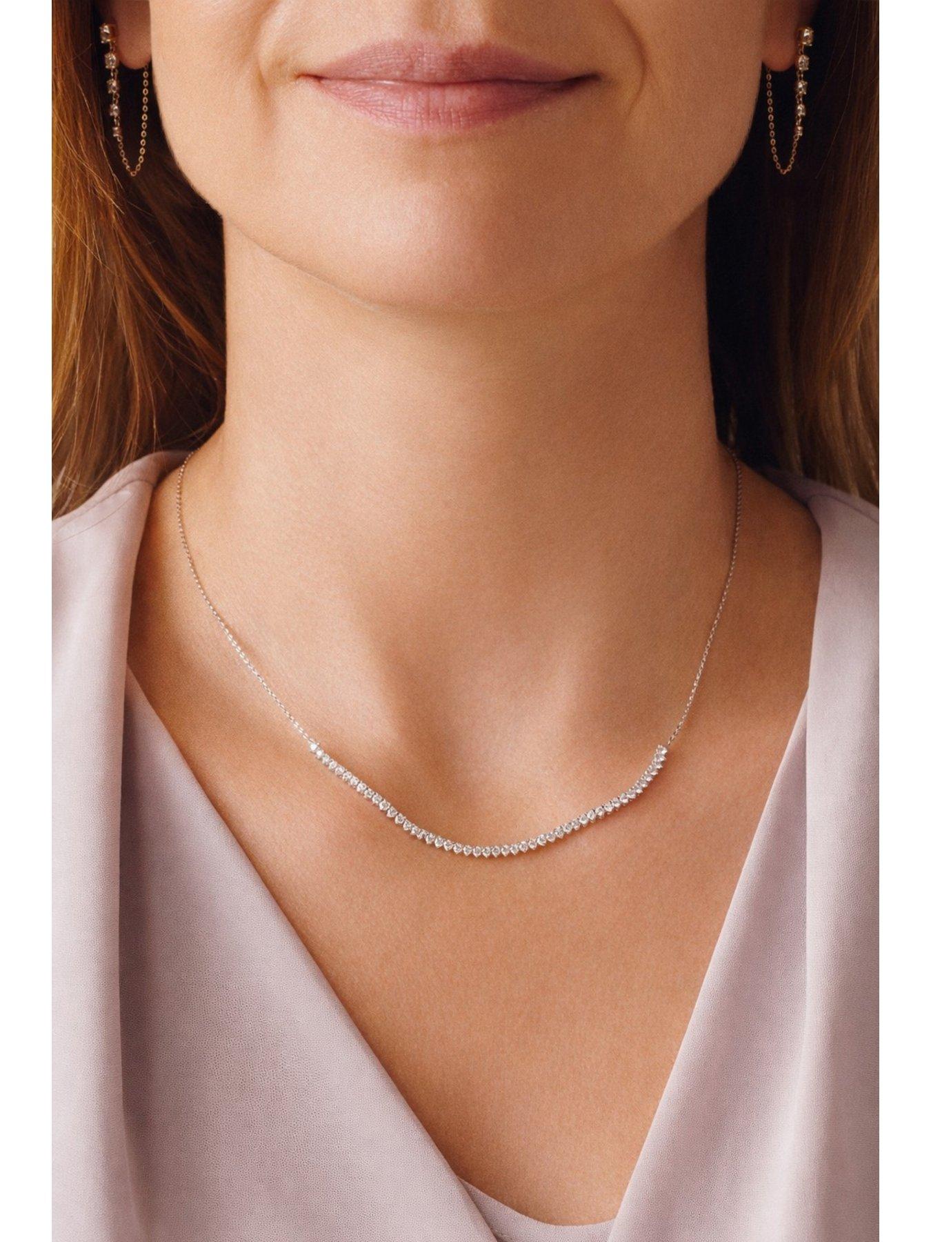Image 4 of 4 of Created Brilliance Harriet 9ct White Gold 1.52ct Lab Grown Diamond Tennis Necklace 18 Inches