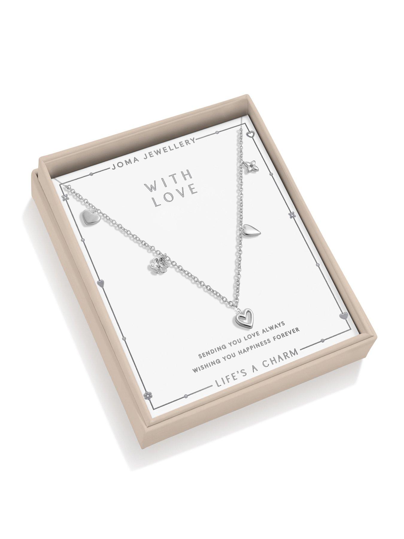 Katie Loxton LIFE'S A CHARM NECKLACE , WITH LOVE , Silver Plated , Necklace , 46cm + 5cm extender
