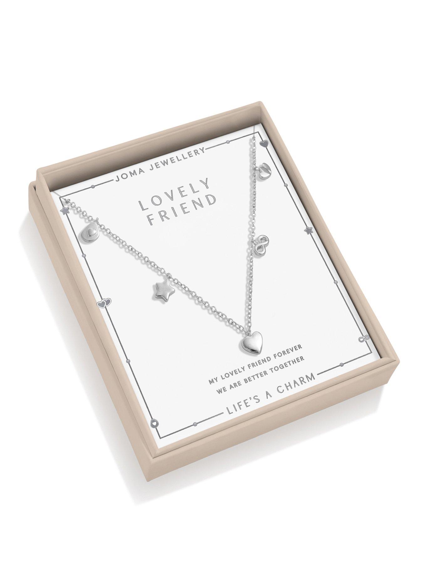 Katie Loxton LIFE'S A CHARM NECKLACE , LOVELY FRIEND , Silver Plated , Necklace , 46cm + 5cm extender