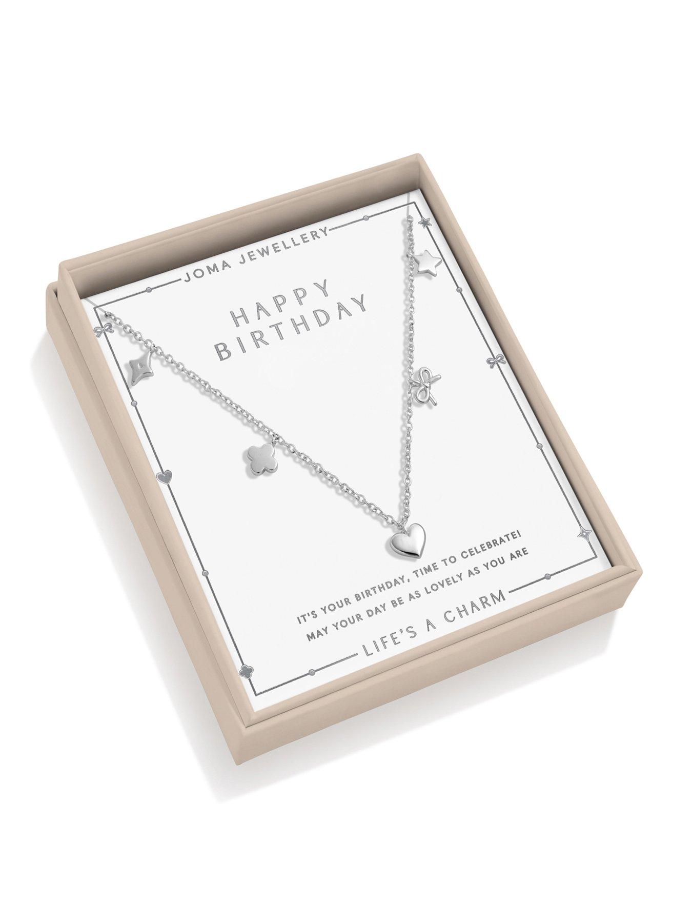 Joma Jewellery LIFE'S A CHARM NECKLACE , HAPPY BIRTHDAY , Silver Plated , Necklace , 46cm + 5cm extender