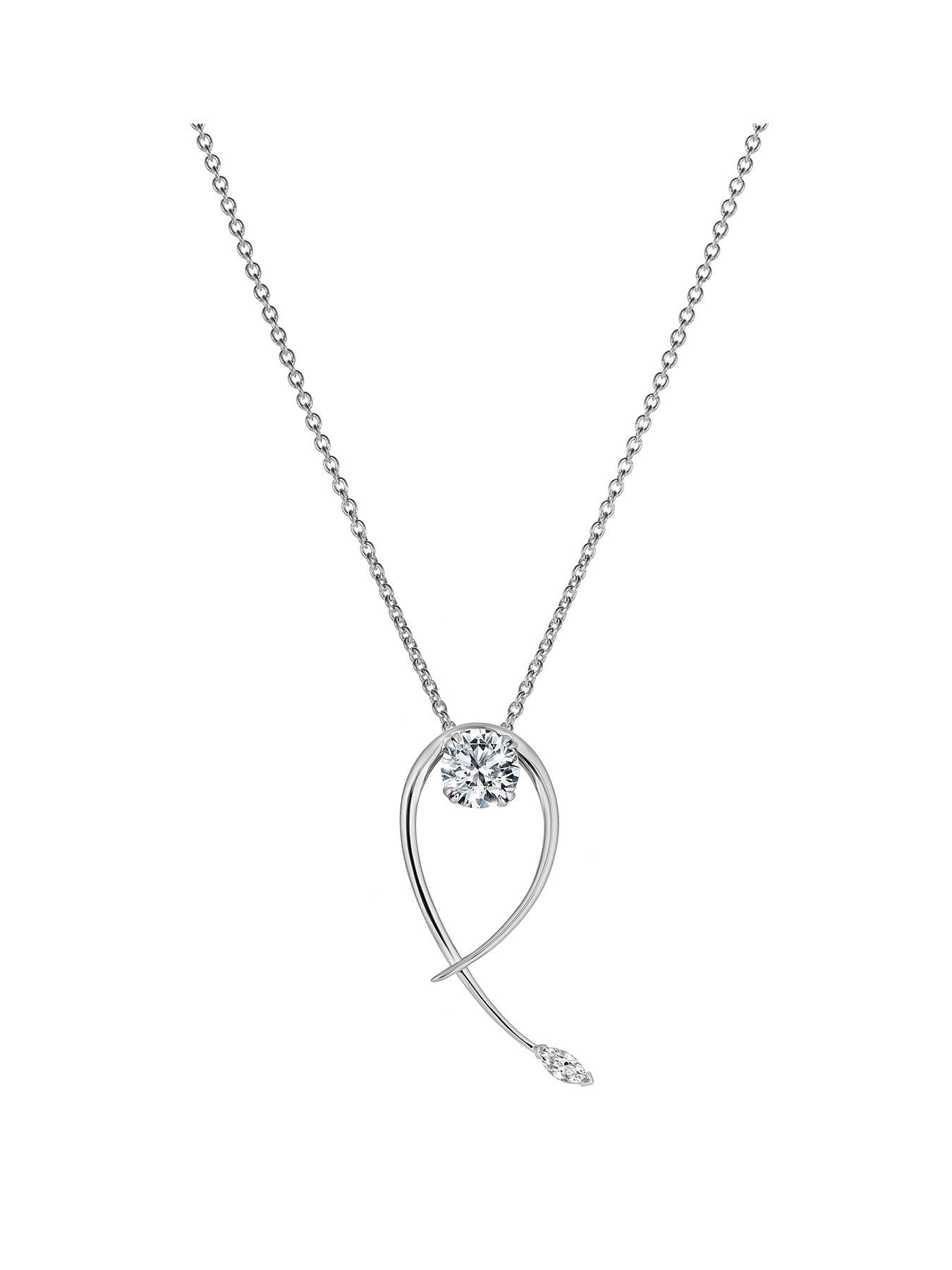 Created Brilliance Ivy Necklace 9ct White Gold 0.40ct Lab Grown Diamond Twist Vine Necklace 18 Inches