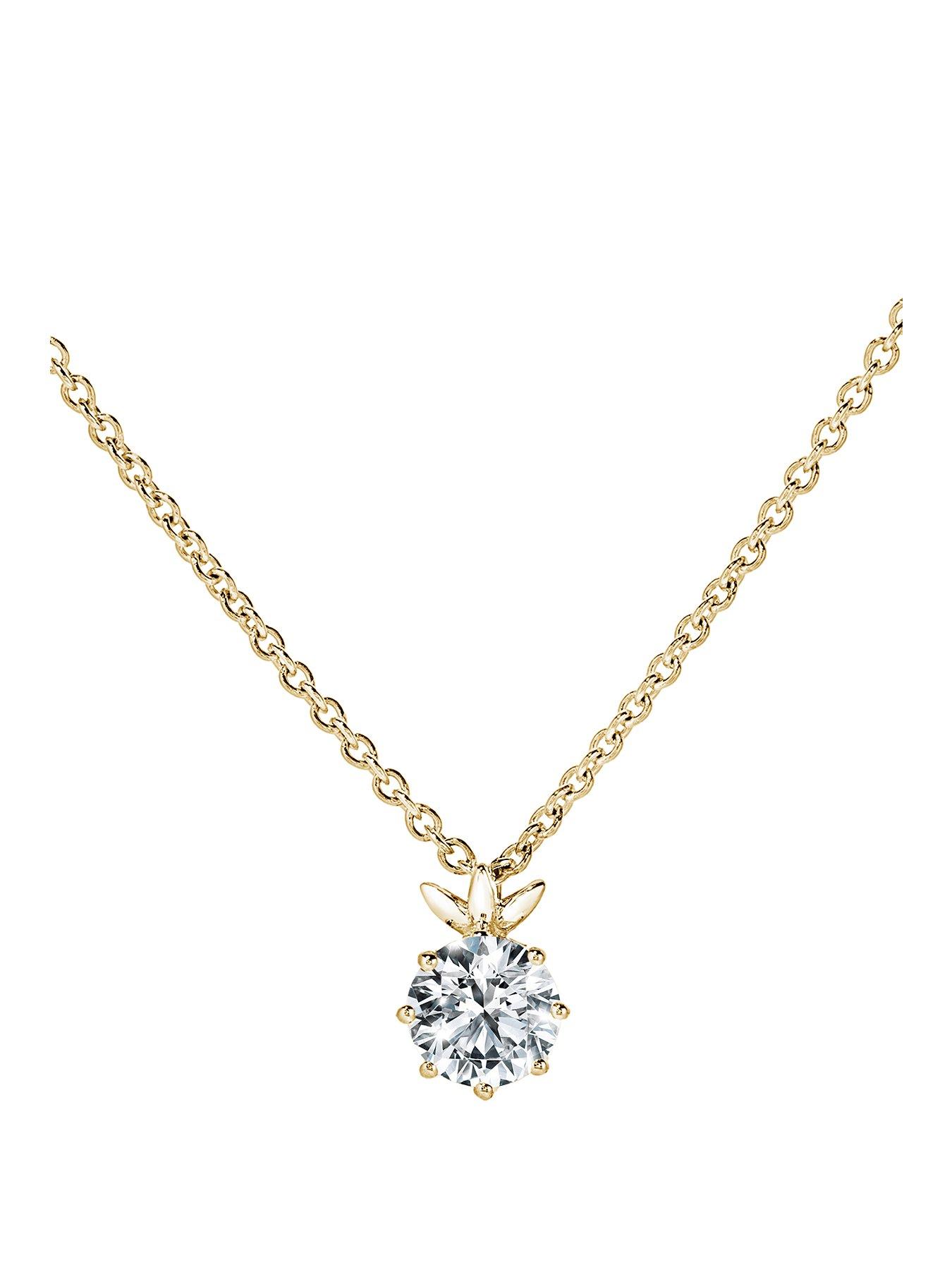 Created Brilliance Willow Necklace 9ct Yellow Gold 0.50ct Lab Grown Diamond Petal Necklace 18 Inches