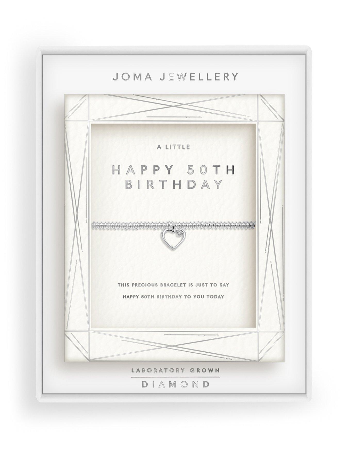 Joma Jewellery LABORATORY GROWN DIAMOND A LITTLE , HAPPY 50TH BIRTHDAY , Silver Plated , Bracelet , 17.5cm stretch