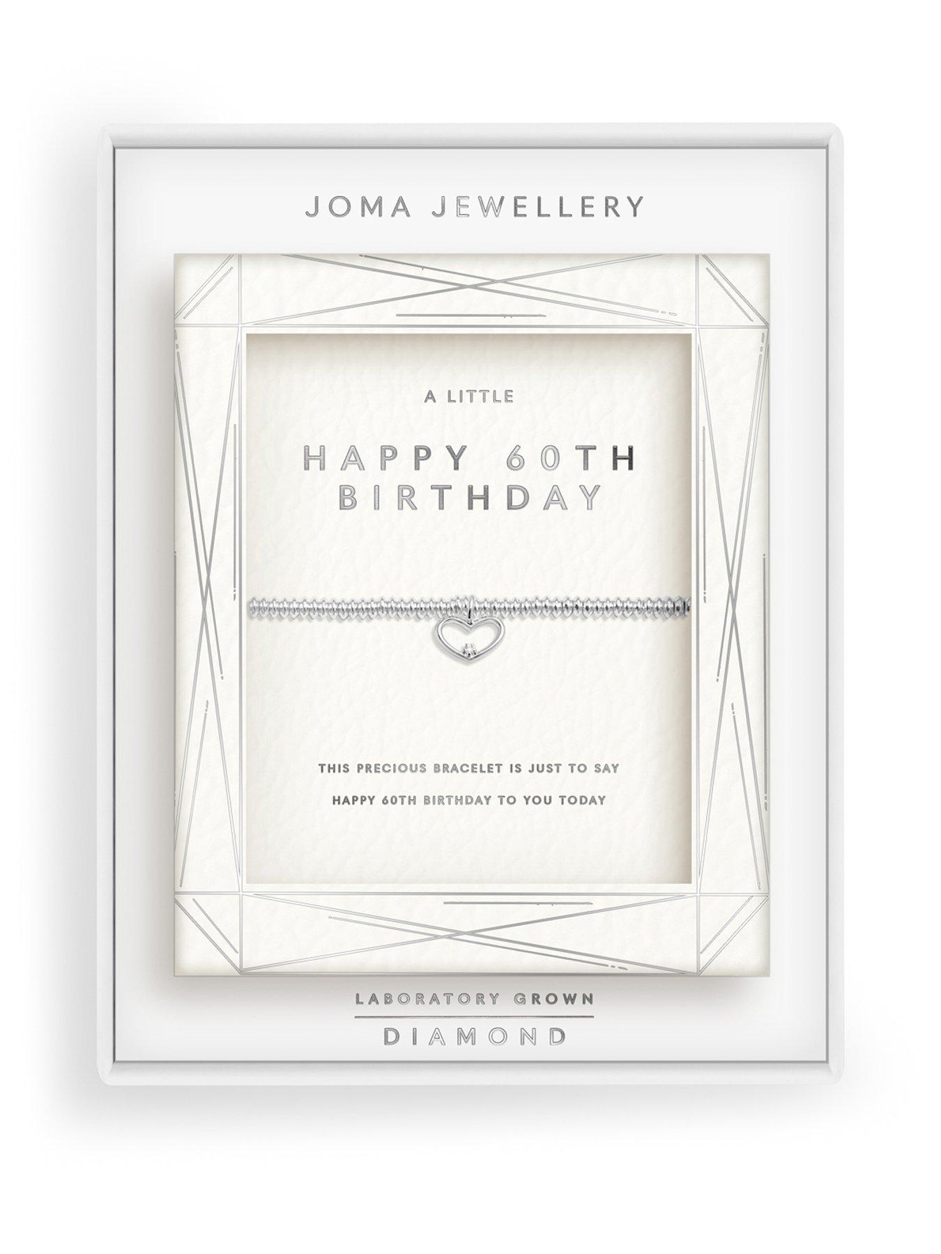 Joma Jewellery LABORATORY GROWN DIAMOND A LITTLE , HAPPY 60TH BIRTHDAY , Silver Plated , Bracelet , 17.5cm stretch