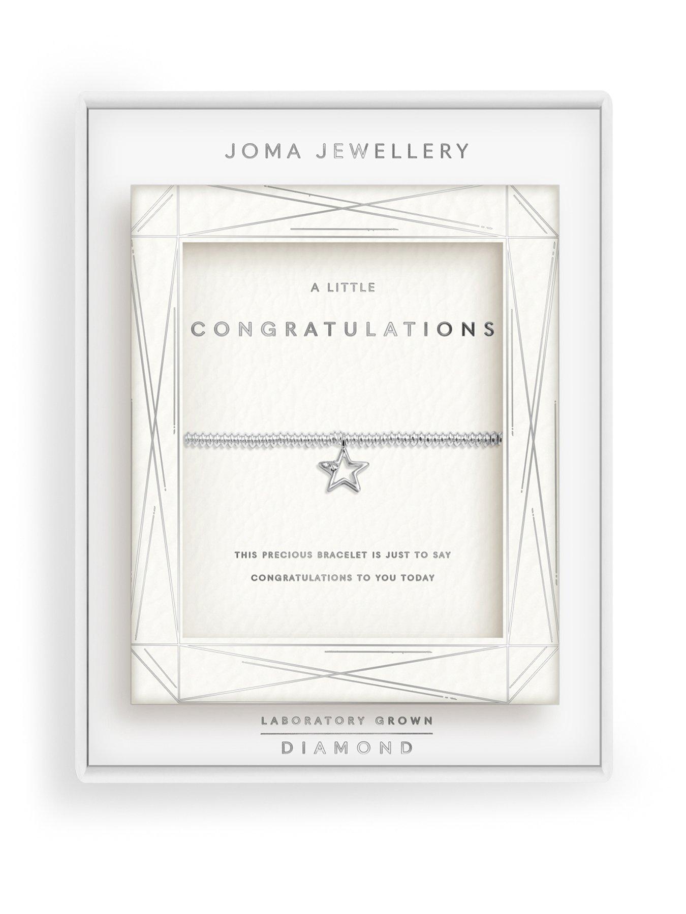 Joma Jewellery LABORATORY GROWN DIAMOND A LITTLE , CONGRATULATIONS , Silver Plated , Bracelet , 17.5cm stretch