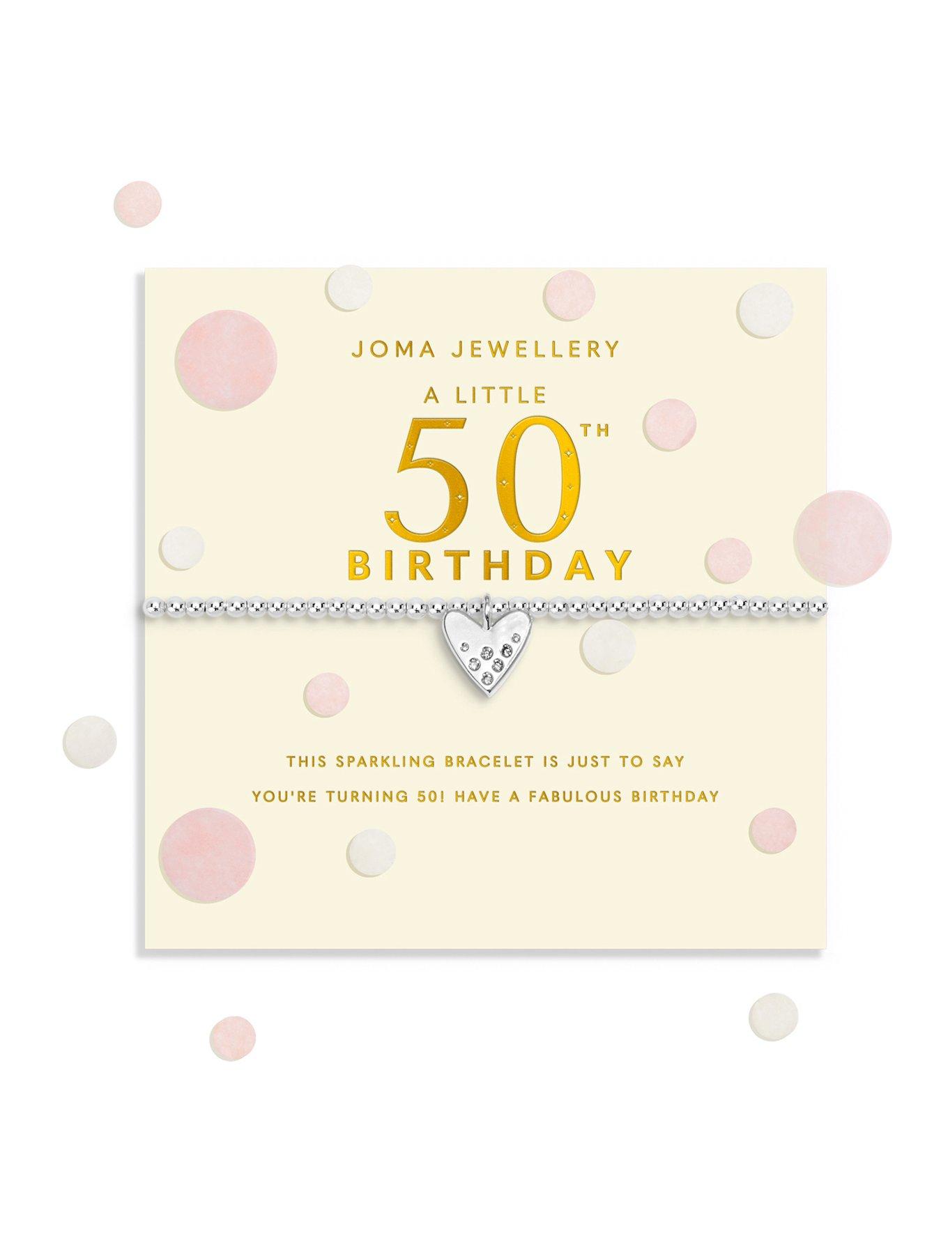 Katie Loxton CONFETTI A LITTLE , 50TH BIRTHDAY , Silver Plated , Bracelet , 17.5cm stretch